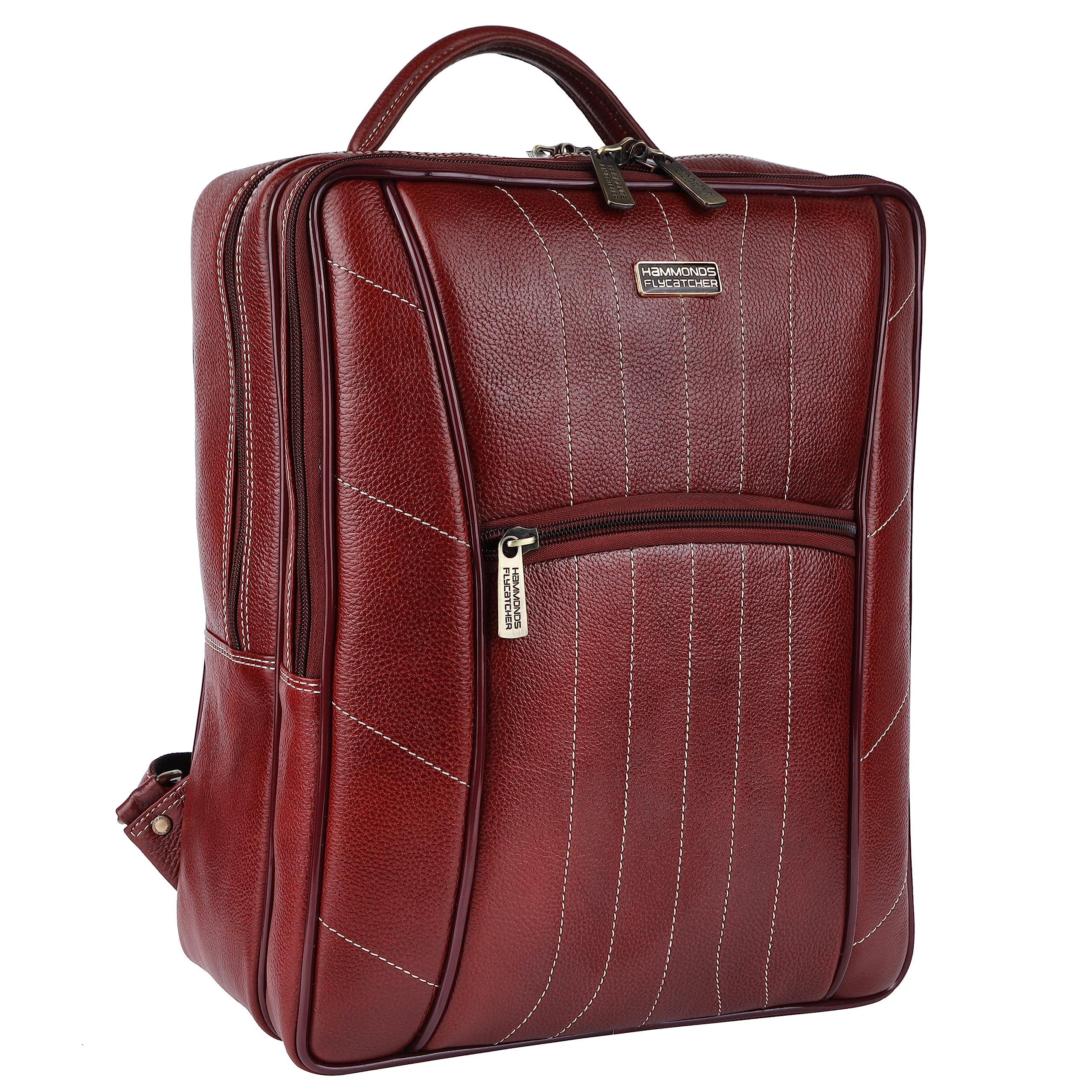 HAMMONDS FLYCATCHER Genuine Leather Laptop Backpack for Men and Women - Stylish, Spacious Bag with Multiple Compartments, Perfect for College, Work, and Travel - Upto 16 Inch Laptop