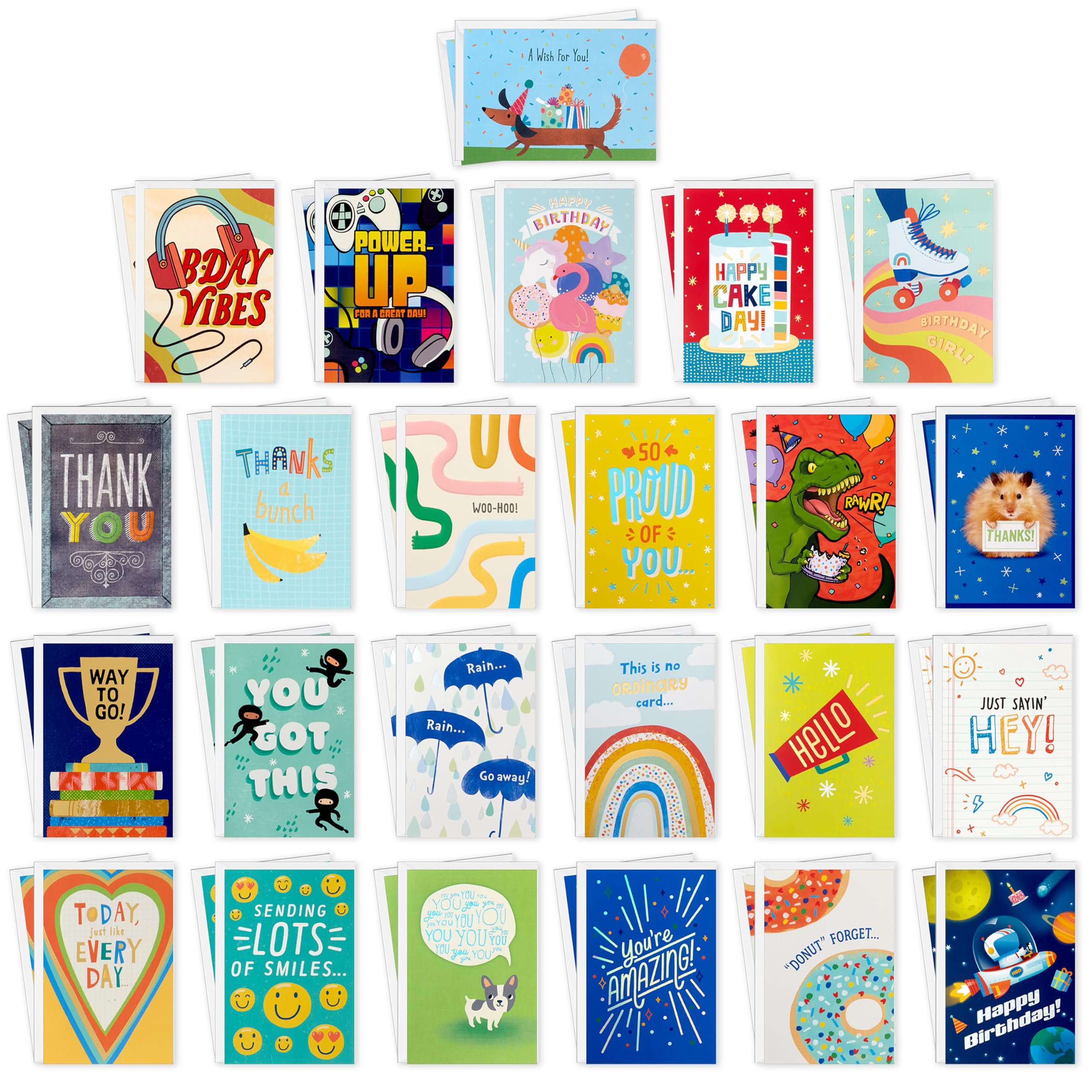 Hallmark Assortiment de 48 cartes de vœux pour enfants - Pour anniversaires, encouragements, remerciements