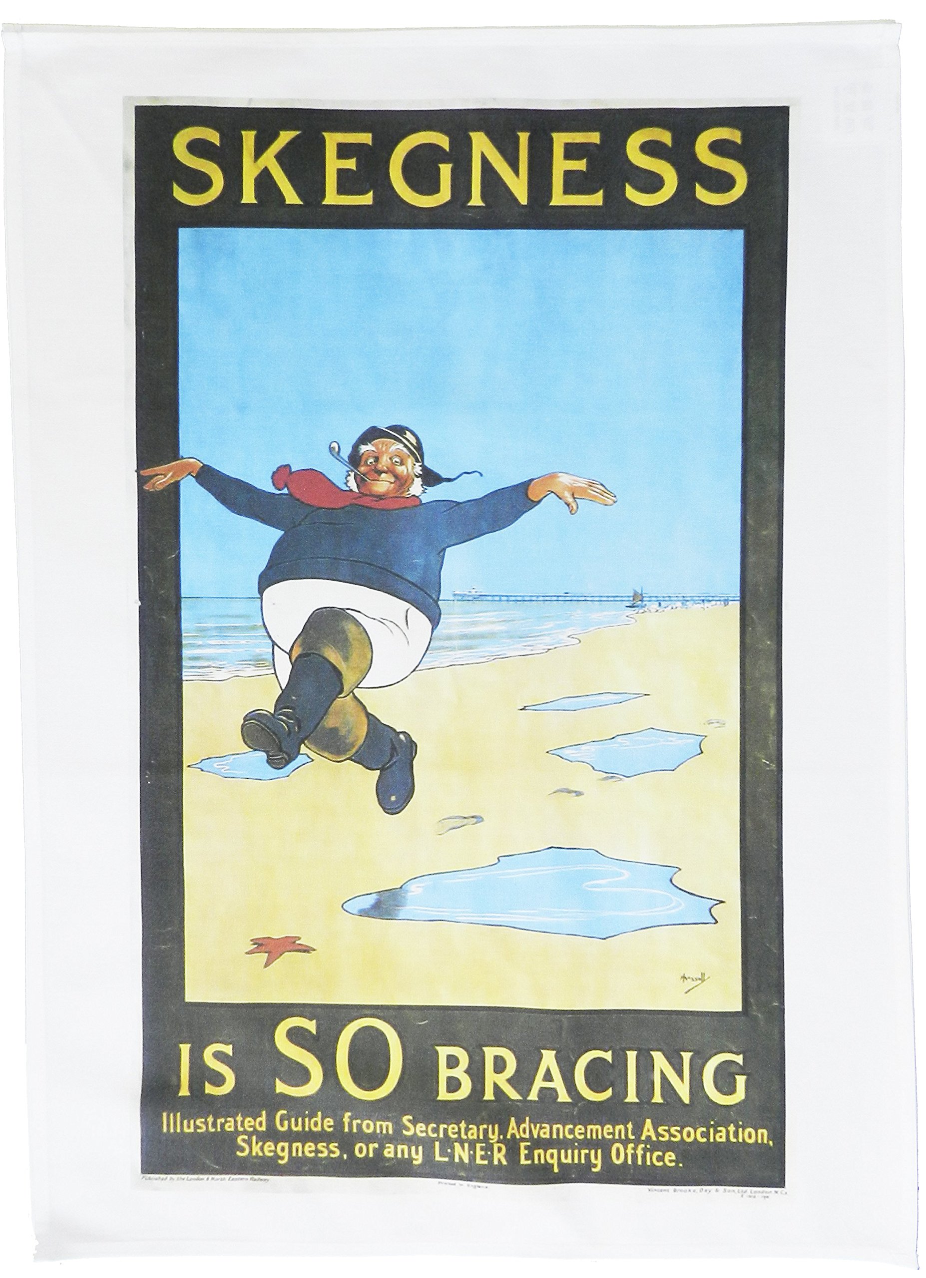Half A Donkey Golden Skegness Is So Bracing – Retro Style Travel Poster Large Cotton Tea Towel