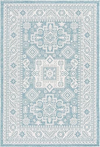 Miniatura 587 de Rugs.com Outdoor Aztec Collection Alfombra – 4 x 6 pies alfombra de tejido plano gris carbón perfecta para salas de estar, grandes comedores, planos