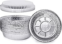 Vista 10 de Paquete de 60 sartenes redondas de aluminio prémium de 7 pulgadas con tapas de cúpula de plástico, lata de aluminio desechable para asar, hornear
