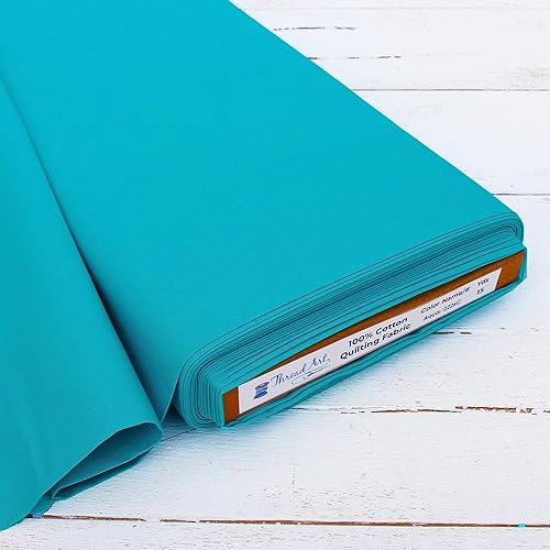 ThreadArt Tejido acolchado de algodón de alta calidad vendido por The Yard - Aqua - 44 pulgadas de ancho - 100% algodón - acolchado, costura,