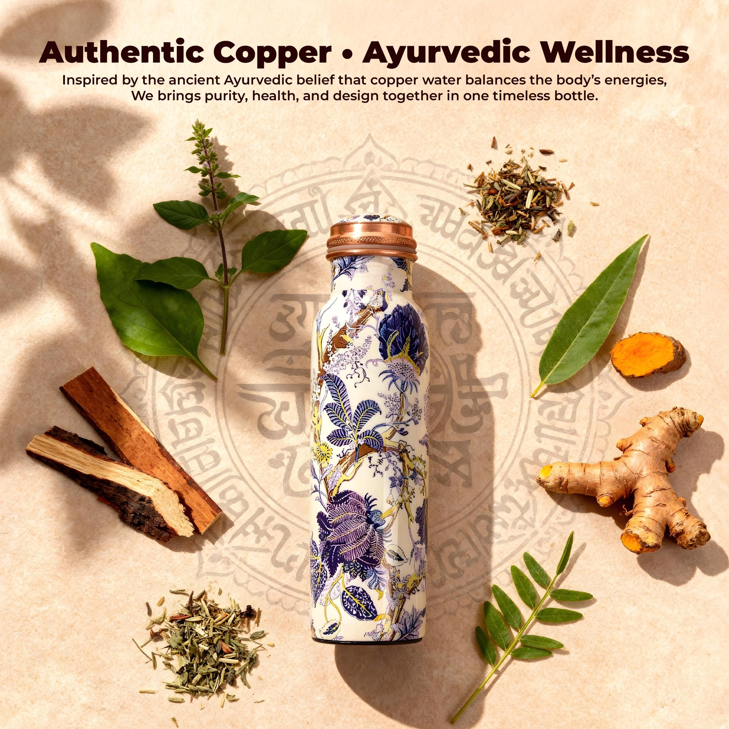 Wasserflasche aus reinem Kupfer (groß), handgefertigt, auslaufsicherer Deckel; ideal für Reisen, Fitnessstudio, Büro, Wandern, Outdoor-Aktivitäten und Yoga – 2 Stück