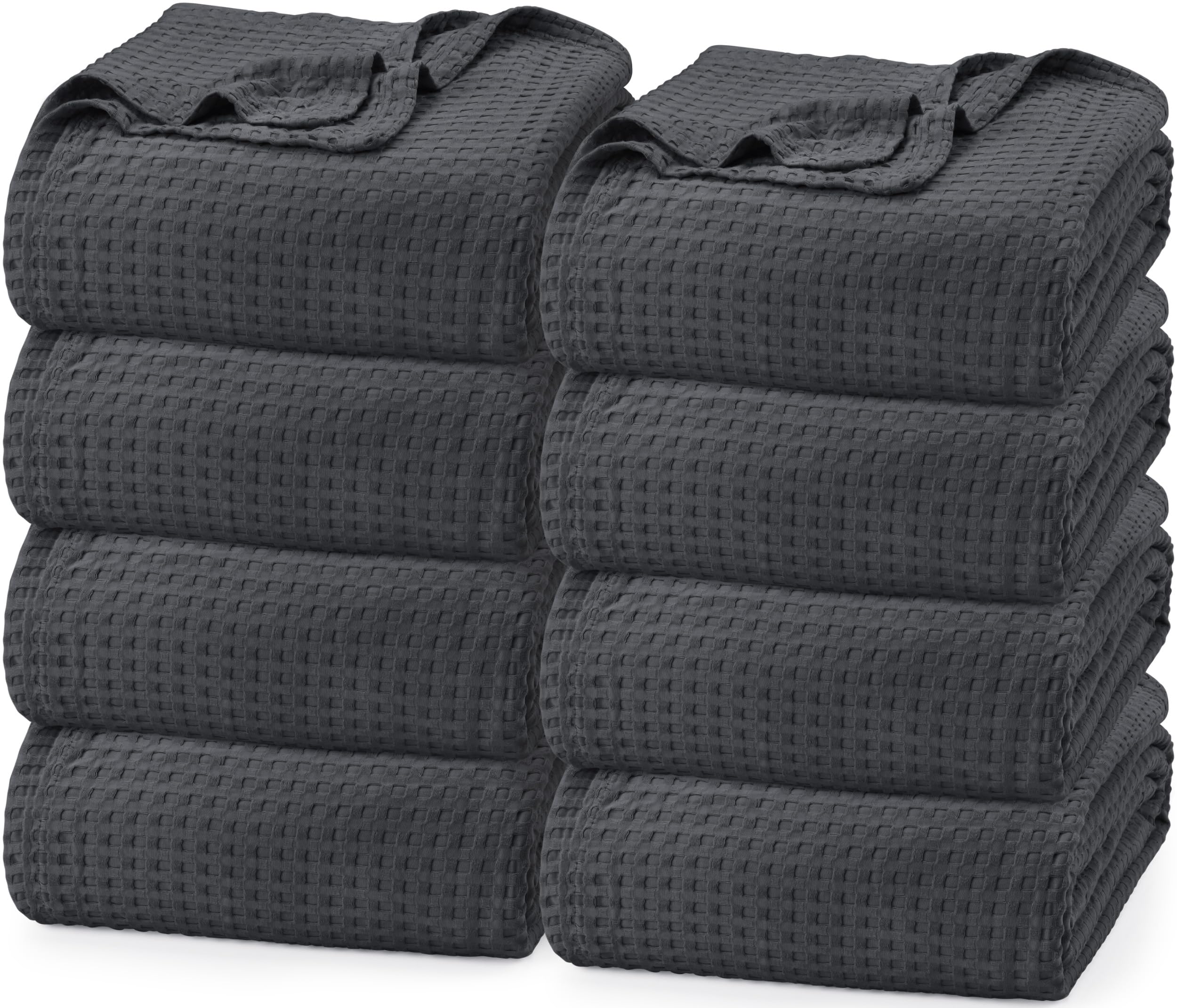 Utopia Bedding Cotton Waffle Blanket 300 GSM Pack of 8 (Charcoal - 228x228 cm) Soft Lightweight Breathable Bed Blanket Big Size Layering Any Bed for All Season — image 1