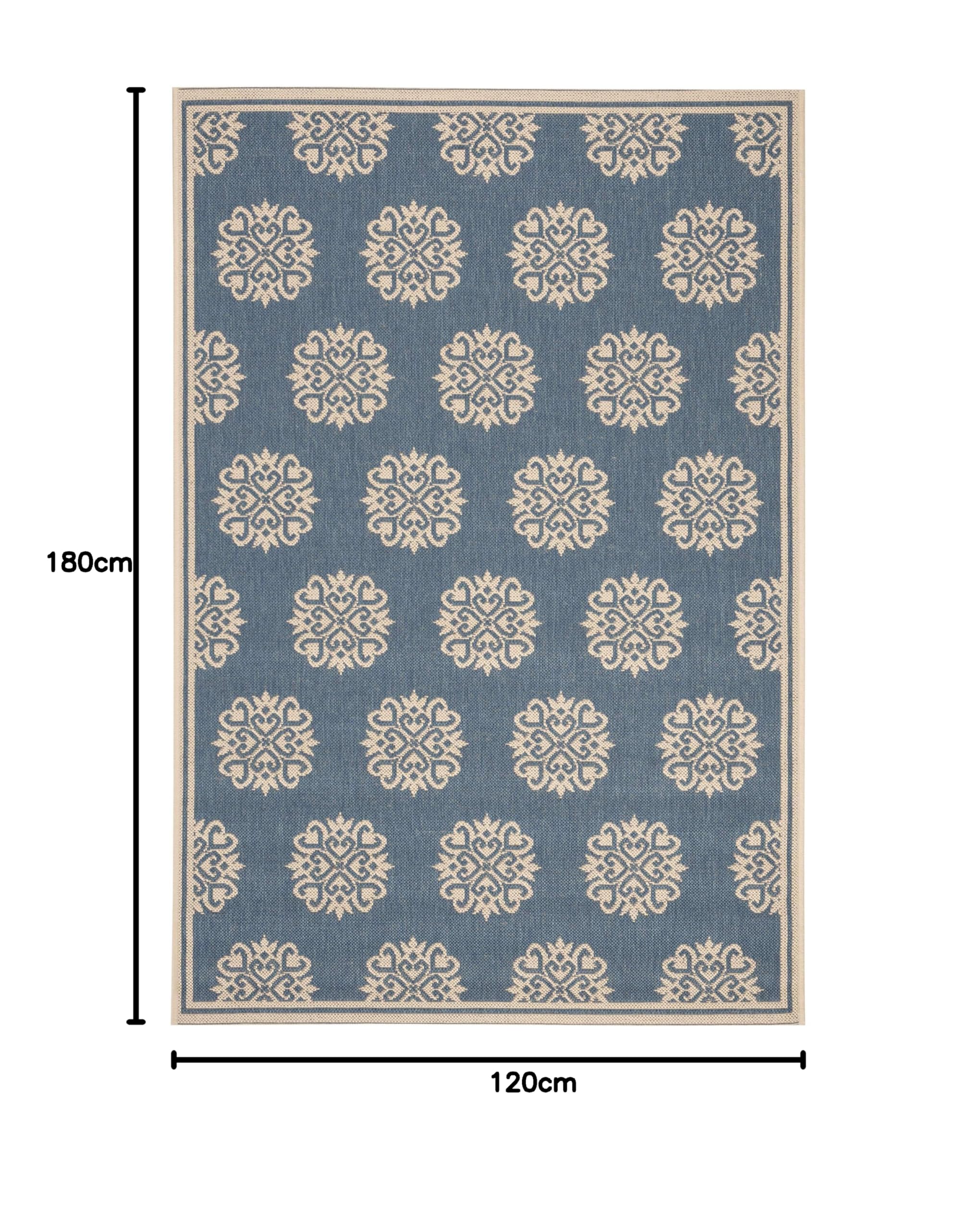 SAFAVIEH Tapis Traditionnel Pour Salon, Salle à manger, Chambre à coucher - Beachhouse Collection, Tapis à poil court, Crème et Bleu, 122 X 183 cm