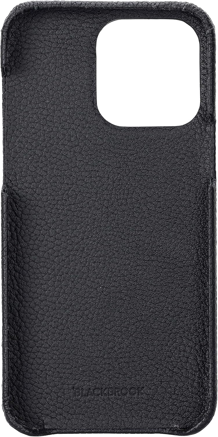 BLACKBROOK Full Grain Leather Phone Case for iPhone 14 Pro Max - Easy Access, Slim Fit, Soft, Handcrafted Compatible with MagSafe Charging- Mason (Pebble Black, iPhone 14 Pro Max)