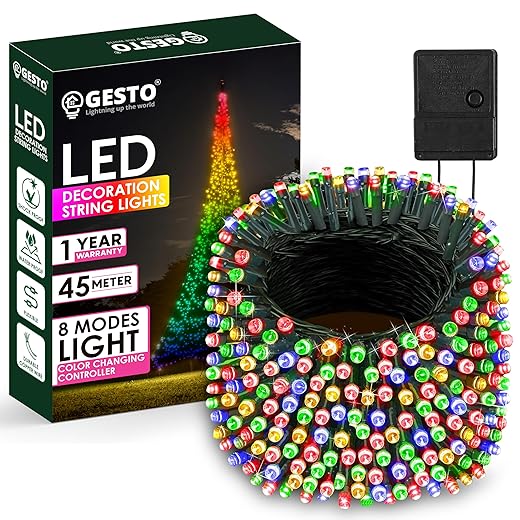 Gesto Multicolor Serial String Led Light with 8 Modes Changing Controller - Waterproof Serial Lights for Decoration Long | for Home,Diwali Decoration, Christmas,Patio Garden(45 Meter | Pack of 1)