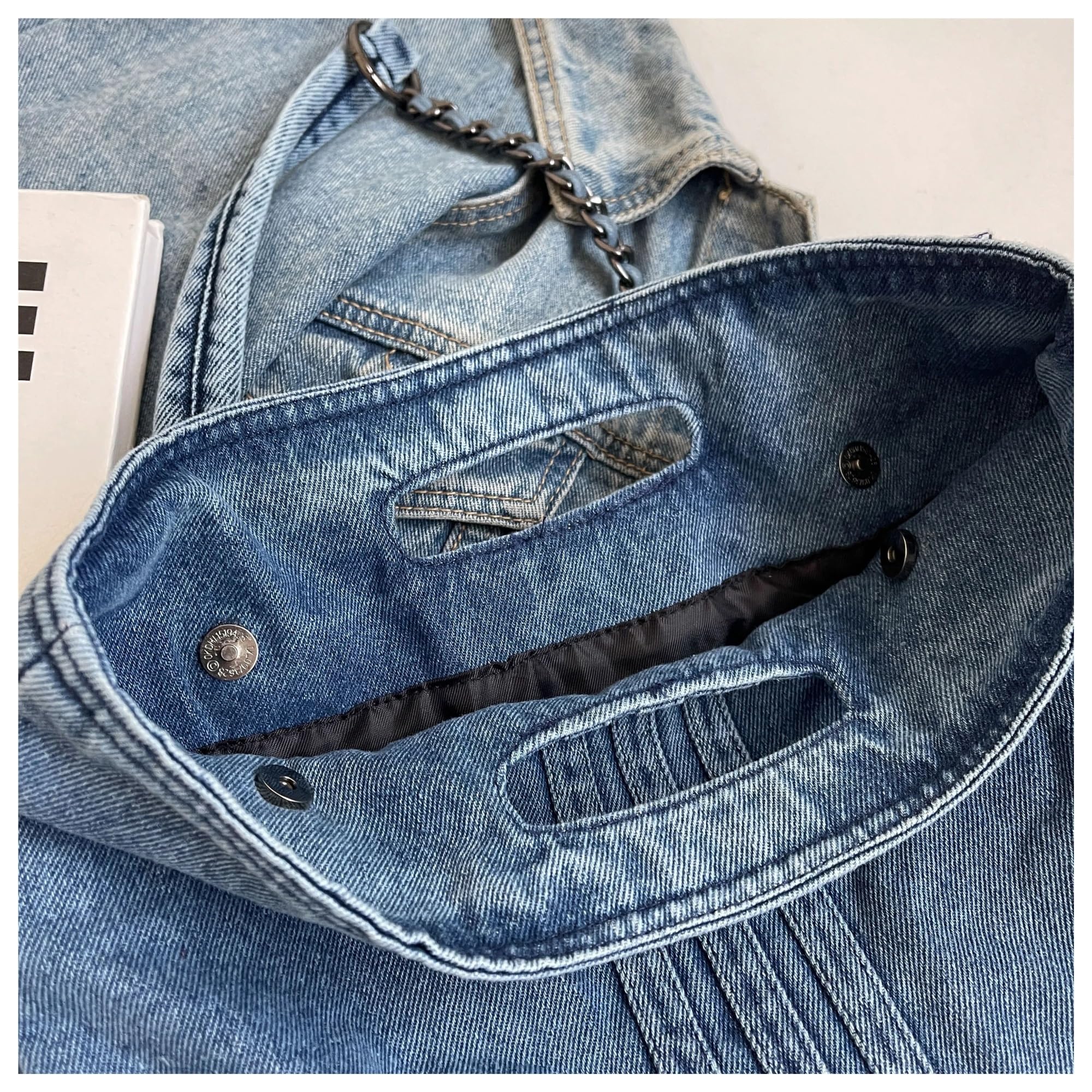 Borsa Jeans Donna Borsa da donna in denim, borsa a tracolla inclinata, tote originale retrò, pigra, grande capacità