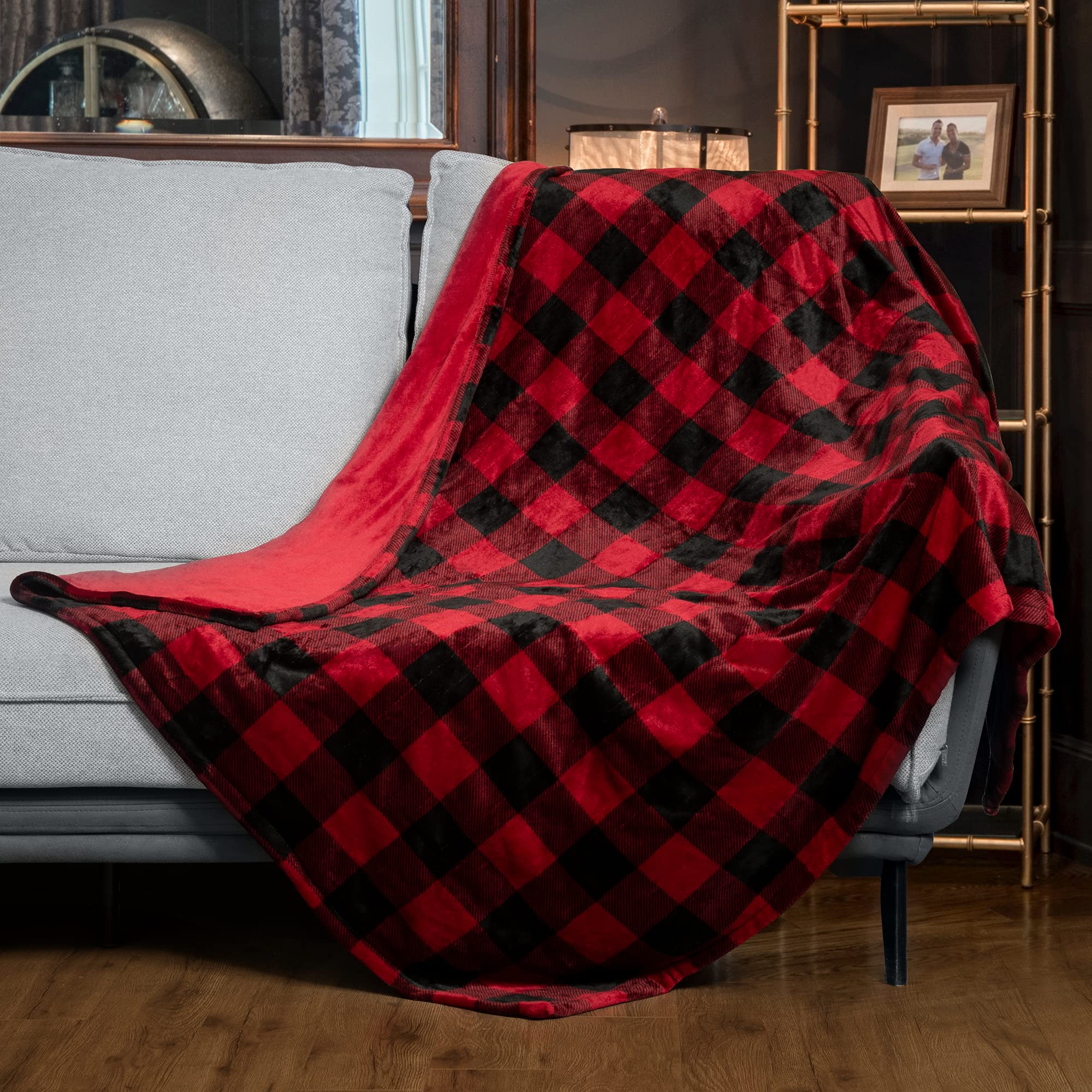 WOOMER Electric Heated Throw Blanket(50"x 60"), Soft Flannel Fast Heating Blanket with Multi-Color Option, 4 Heating Levels & 4H Auto Off, Machine Washable, Over-Heat Protection