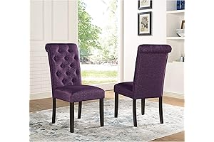 Roundhill Furniture Leviton Tufted Parsons Dining Chairs, Set of 2, Purple