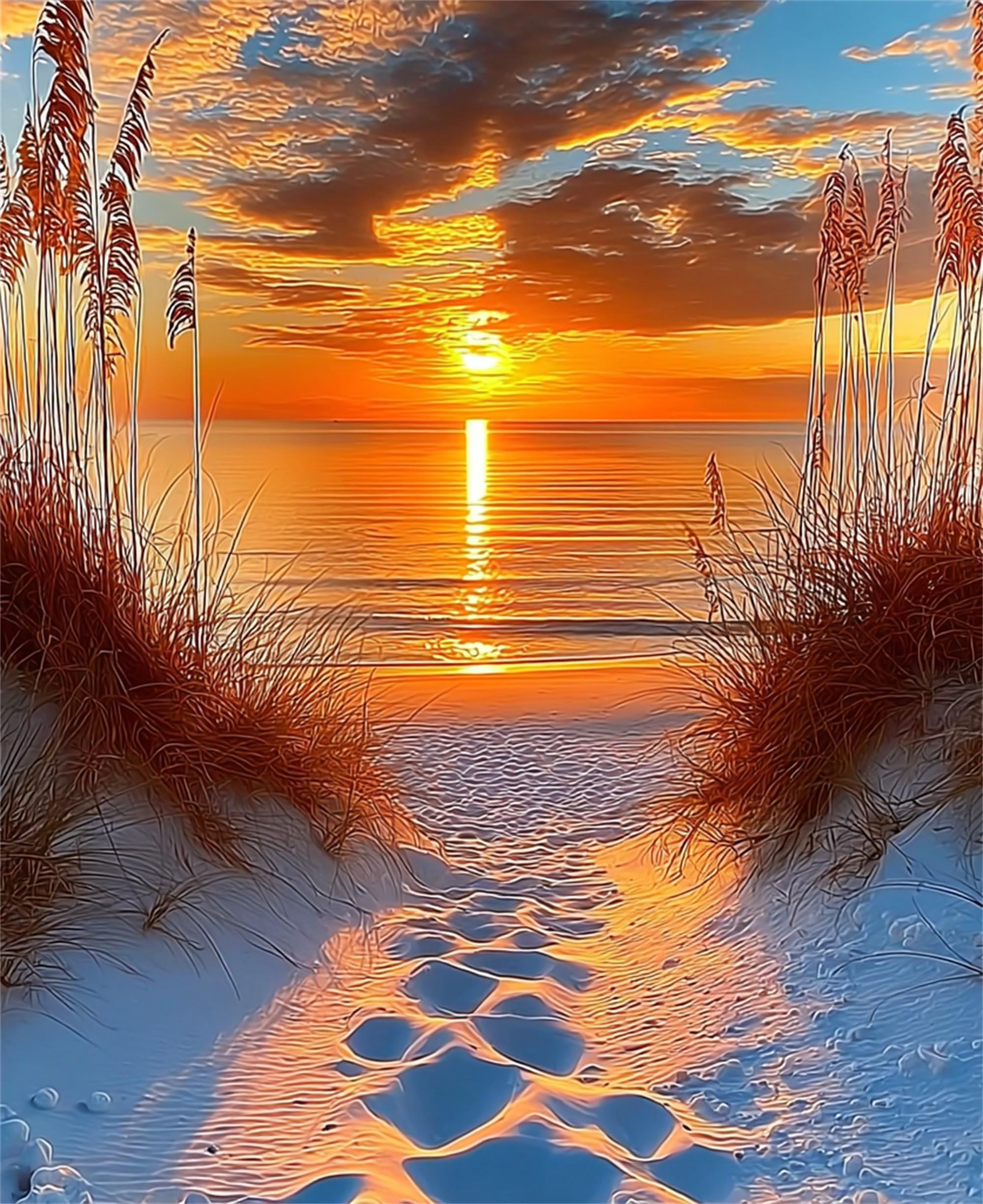 NZNANCHU Beach Paint by Numbers Kits for Adults,Sunset DIY Painting Kit on Canvas,Landscape Color by Numbers,Large Adult Paint by Number for Wall Decor and Gifts