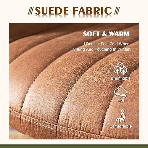 Miniatura 4 de Silla de oficina con respaldo alto, silla de oficina giratoria moderna, silla de juegos de tela de gamuza marrón, Silla de escritorio de oficina en