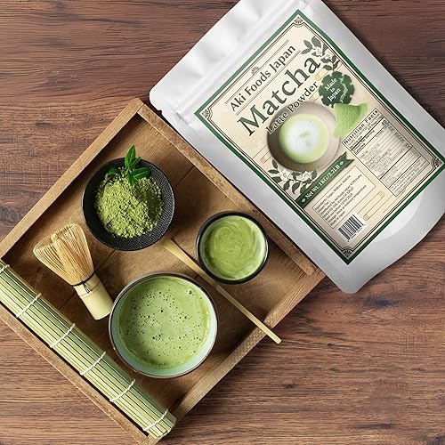 Miniatura 5 de Aki Foods Japan - Mezcla de café con leche matcha de 2.2 libras (2.2 lbs) - Polvo de té verde japonés de primera calidad, sabor matcha, fácil de