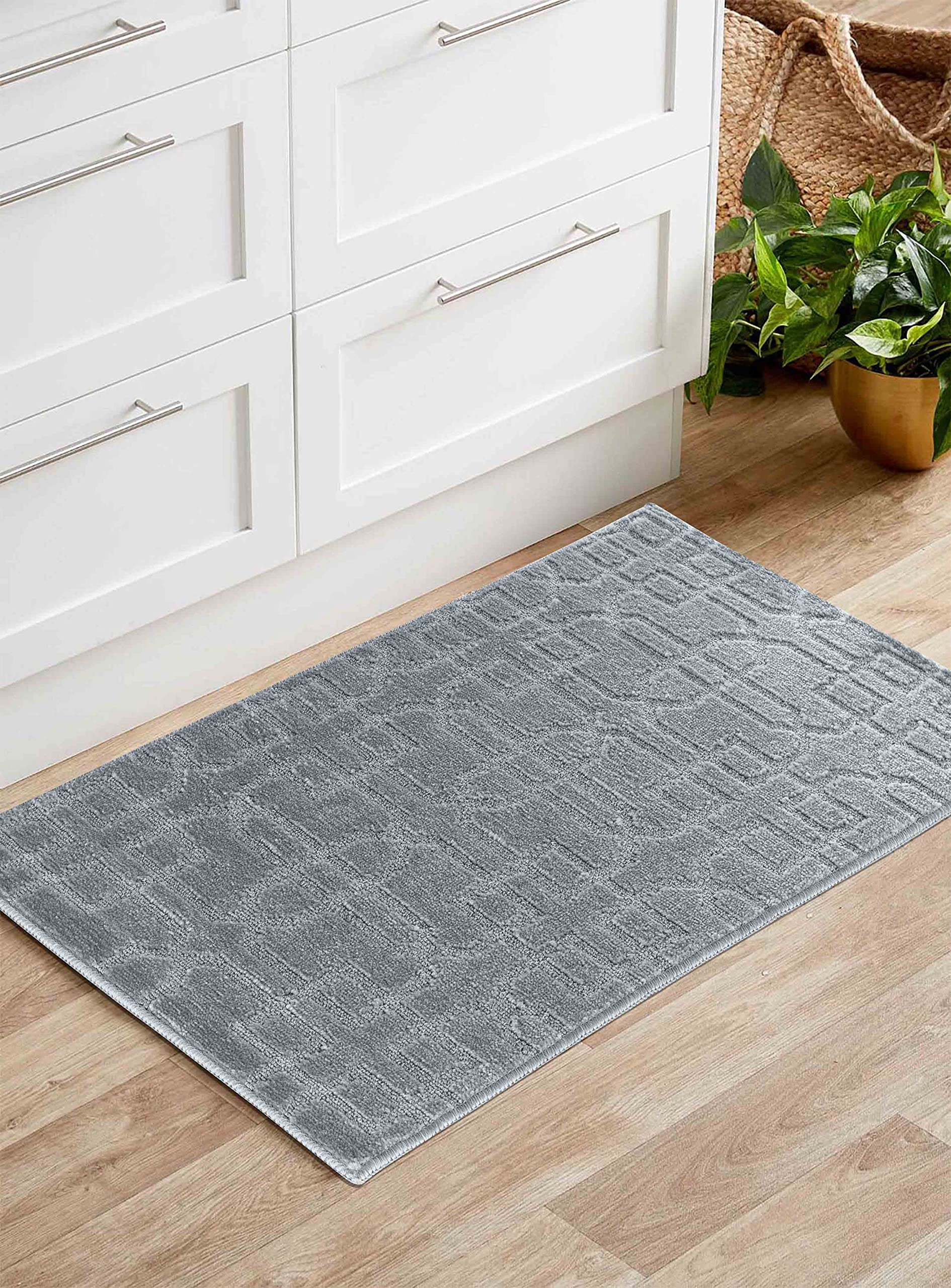 Desire Rugs Ivy Doormat - Trellis Design - Silver - 60 cm x 110 cm