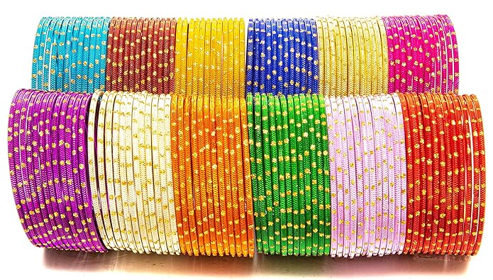 Swara Creations Metal Bangle/Churi Set, in Multicolor large/extra large for Women /Girls(SN303)