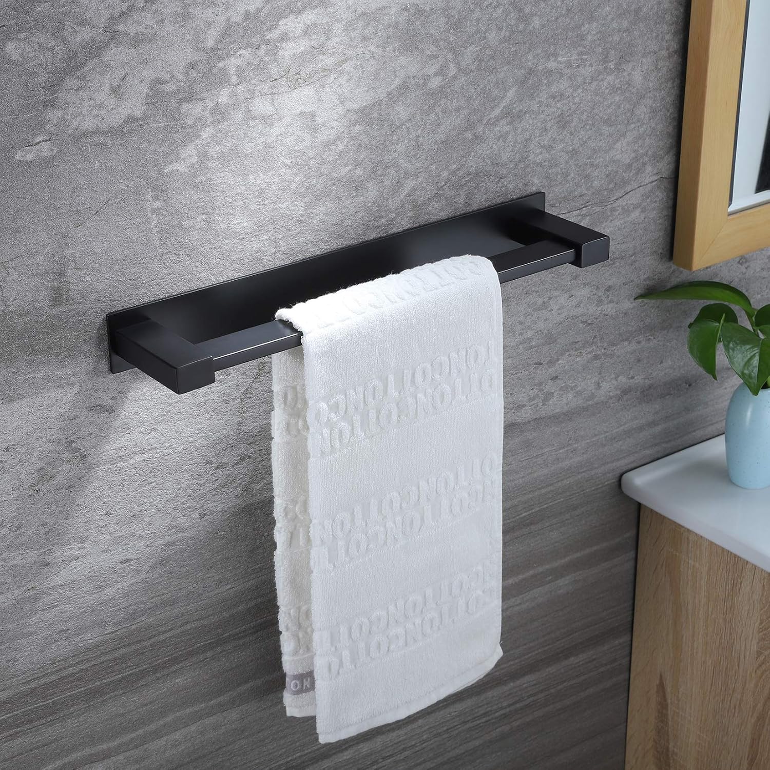 RUICER Toallero sin agujeros, color negro, para cuarto de ...