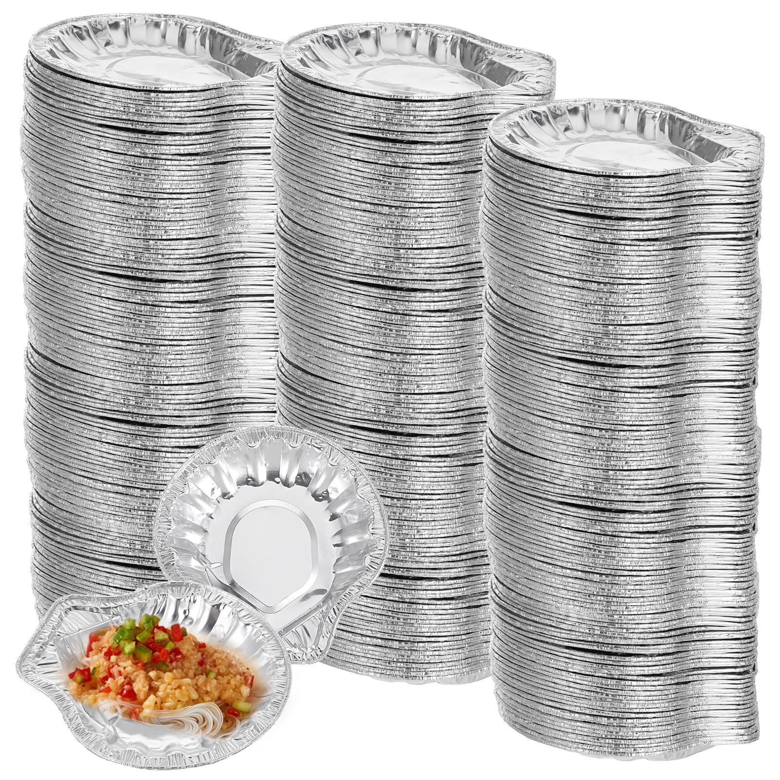 250pcs Aluminum Foil Clam Shells Disposable Pie Pans mini Pie Tin Oyster Shells Oyster Plate Shell Escargot Baking Dish sea Shell tostada Trays for Clambake,Shrimp,Scallop,Crab,Cakes Dip