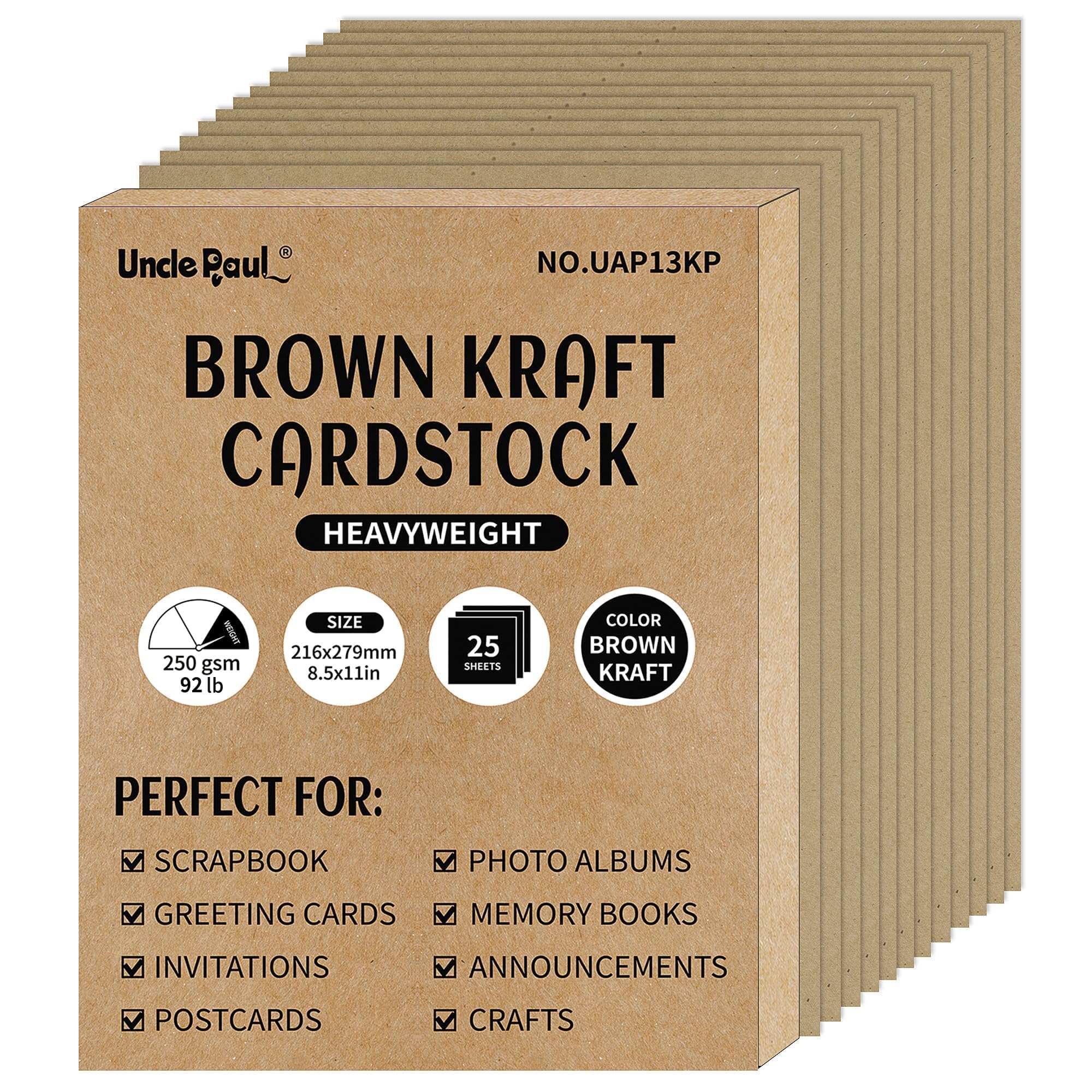 Brown Kraft Cardstock - 8.5'' x 11'' 85lb Cover Card Stock Heavyweight Paper Perfect for Scrapbooks/Art/Crafts/Christmas/New Year Cards 25 Sheets