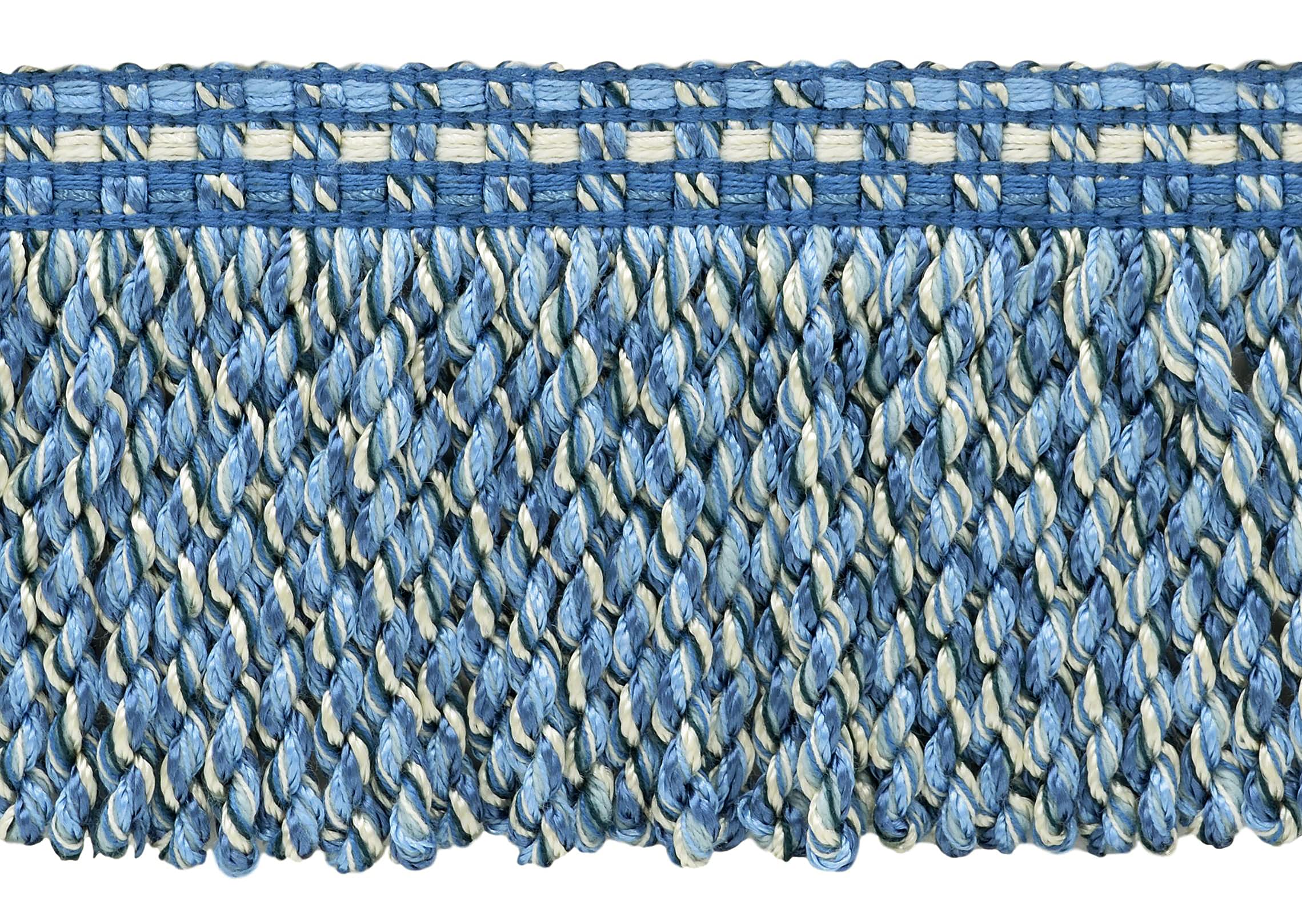 DecoPro Fransenborte 9 Cm Breit - Hellblau, Weiß, Nautisches Design, Polyester, Pro Yard (91 Cm), Für Vorhänge & Kissen