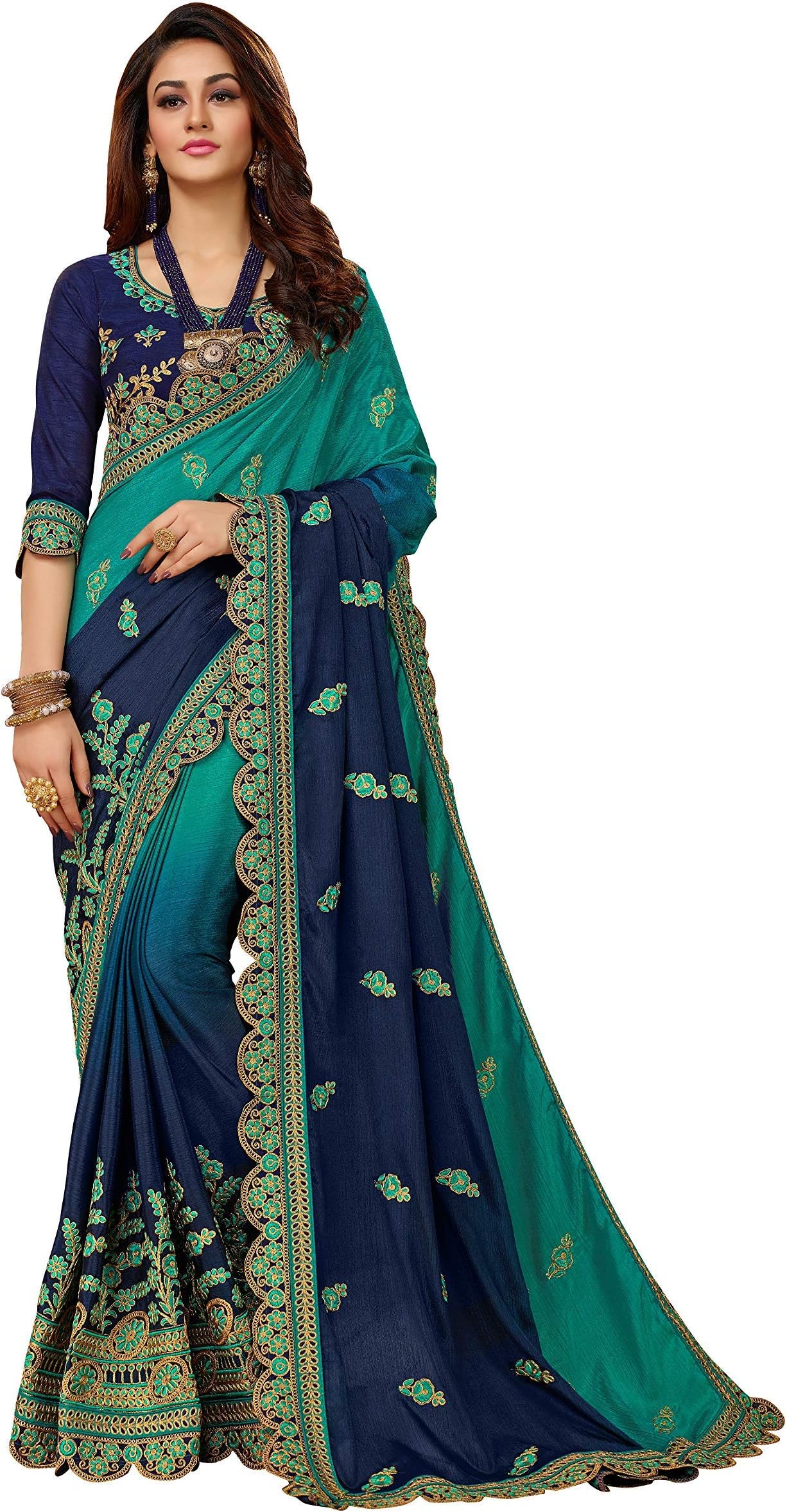 MANOHARI Women's Brocade Chiffon Designer Saree (Mn1238)