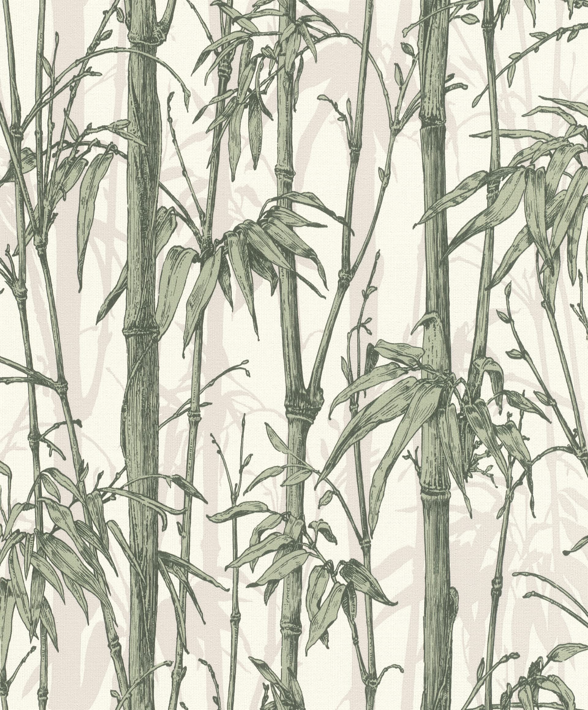 White Green Bamboo Wallpaper Rasch Jungle Textured Vinyl Paste The Wall