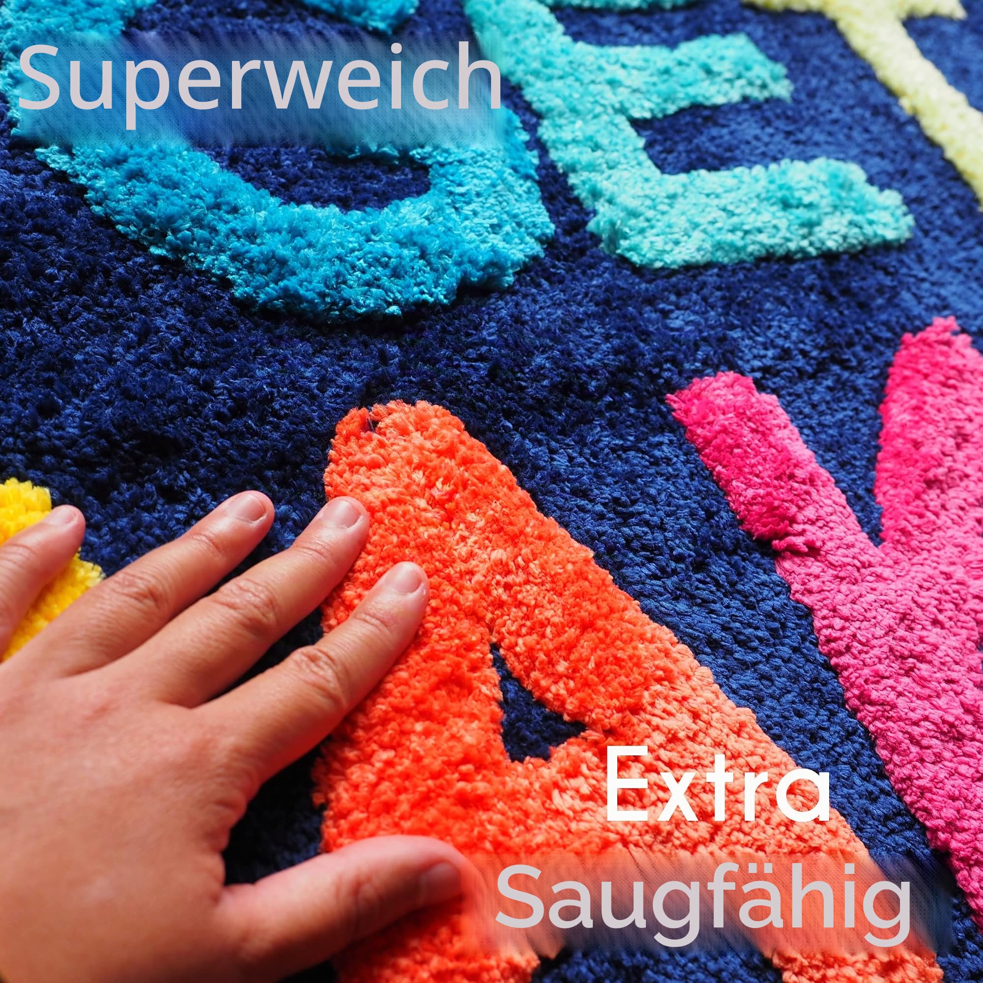 Evovee Get Naked Badematte, , niedlich, Badezimmerteppiche, blau, Regenbogen, mehrfarbig, bunt, für Dusche, Badezimmerdekoration, niedliche, rutschfest, waschbar (Regenbogenblau)