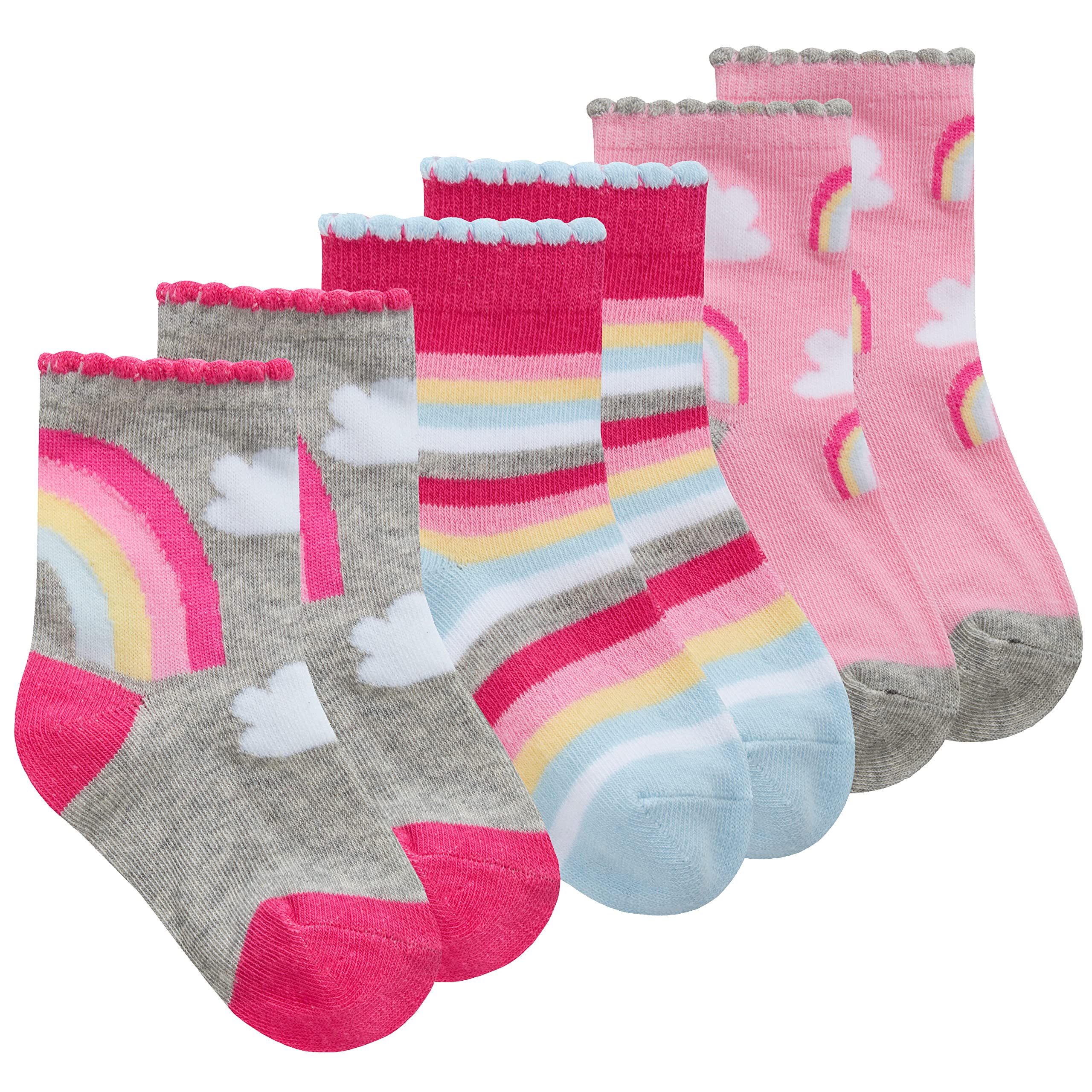 Metzuyan Baby Girls Cotton Rich Socks Ankle Low Cut RainbowStriped 3-5.5
