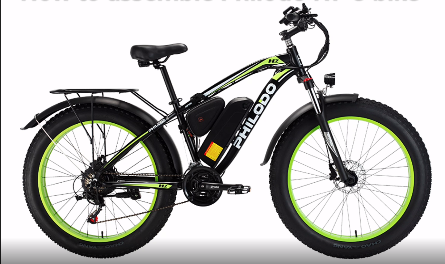 PHILODO electric bike for adults, 26x4.0 inch fat tire 48V 17.5Ah