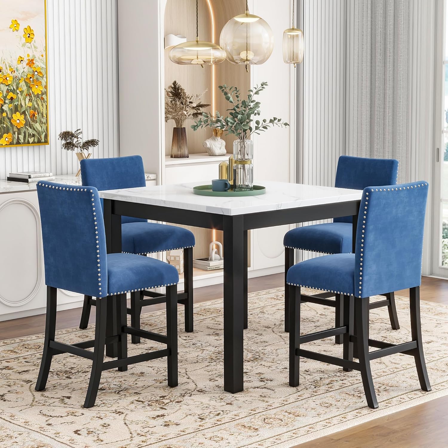 Dining Table Set Extendable Merax 6-Piece Farmhouse Style Wood