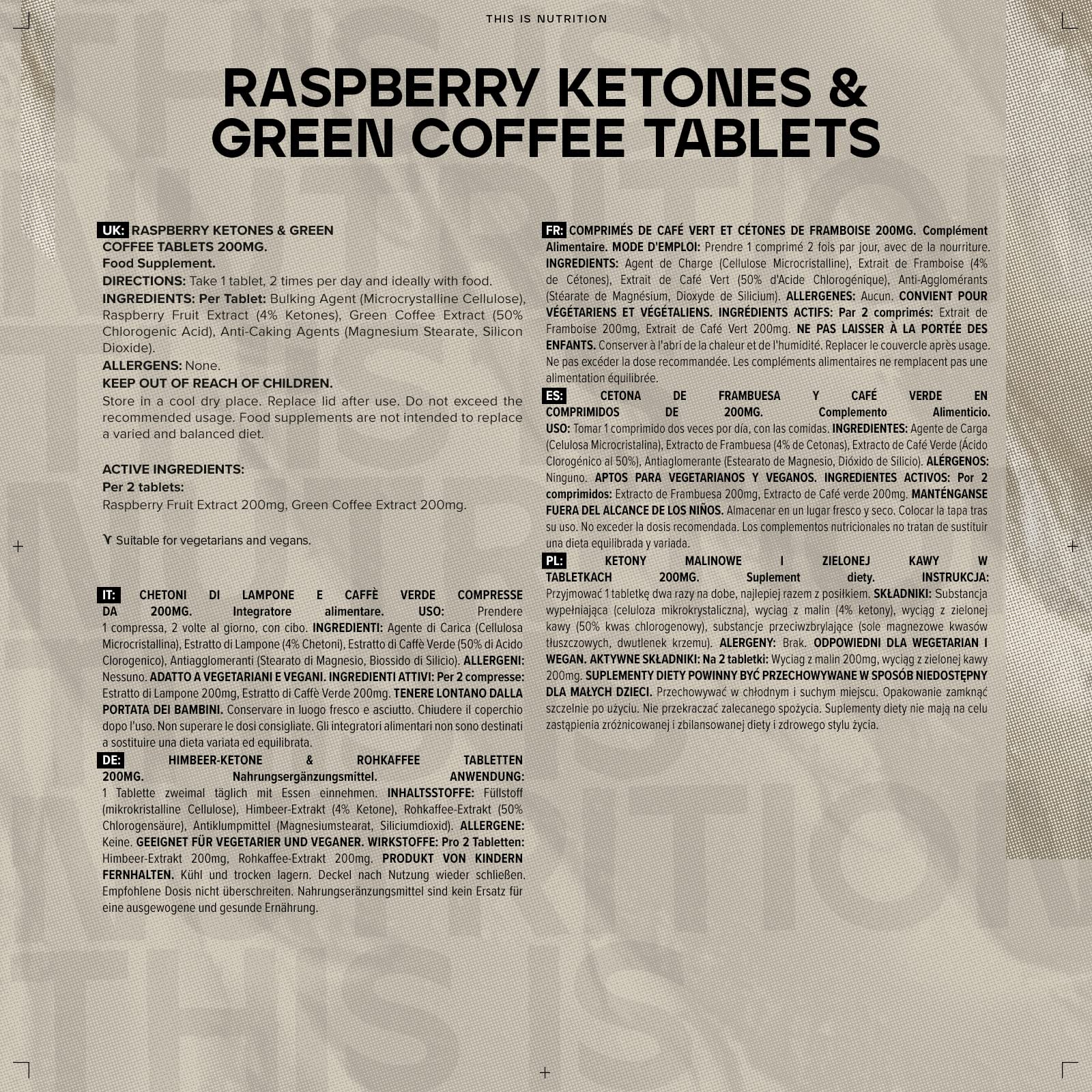 Bulk Raspberry Ketones and Green Coffee Tablets, 200 mg, Pack of 60, Packaging May Vary