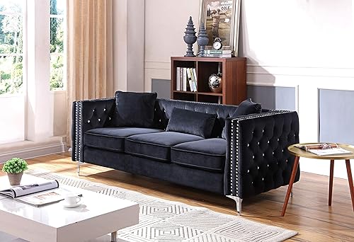 Miniatura 2 de Glory Furniture Sofá Paige, negro. Muebles de sala de estar, 30 pulgadas de alto x 86 pulgadas de ancho x 34 pulgadas de profundidad