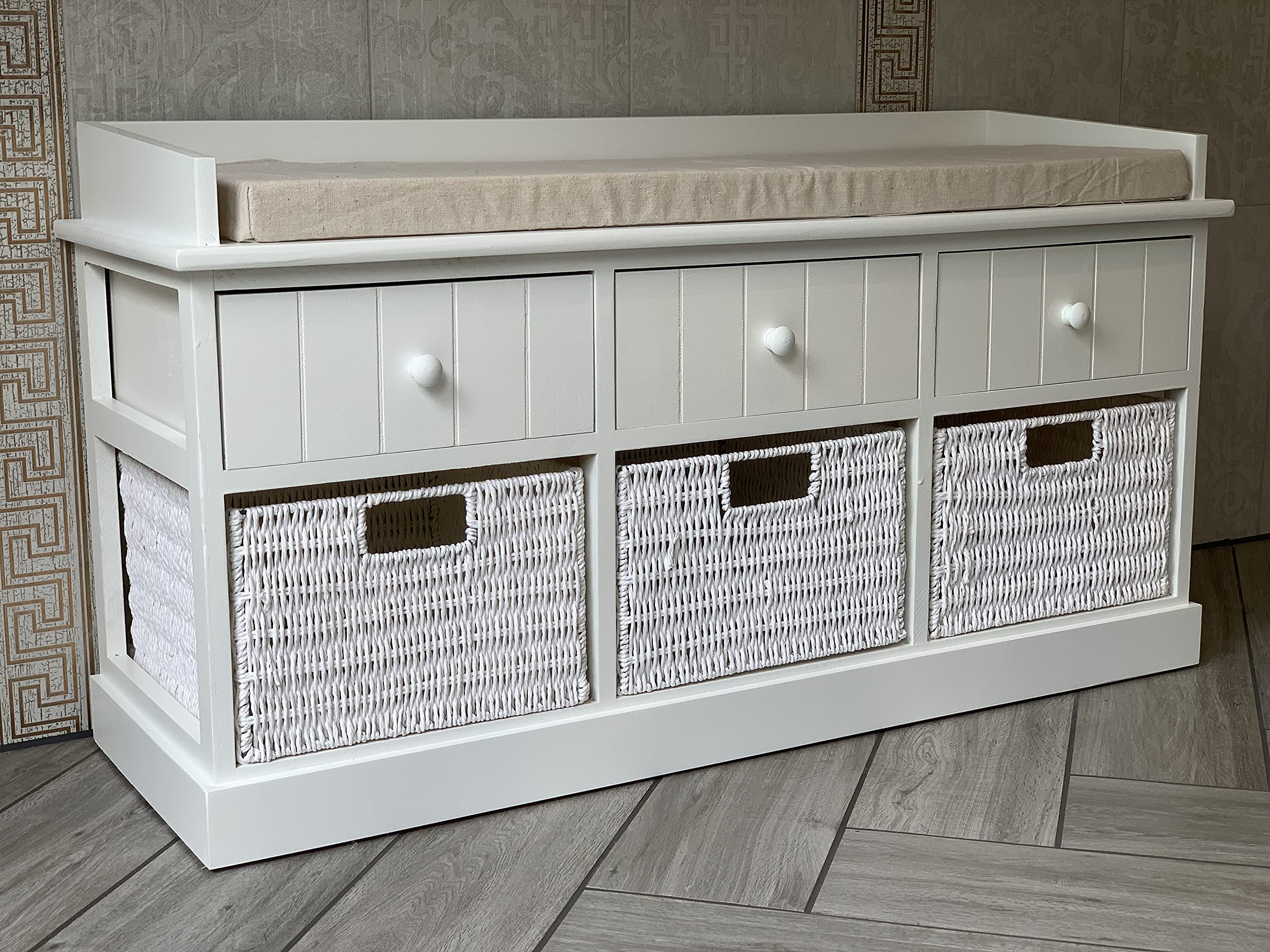 Buy Home Delights Elegant White Cream Storage Bench Unit Window Seat