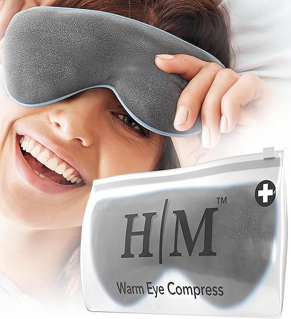 Heated Eye Mask for Dry Eyes - Microwave Activated Warm Eye Compress Treats Blepharitis & Styes - Our Plush, Warm Compress for Eyes Includes a Adjustable Strap & Pouch for Your Dry Eye Mask - HM Mask