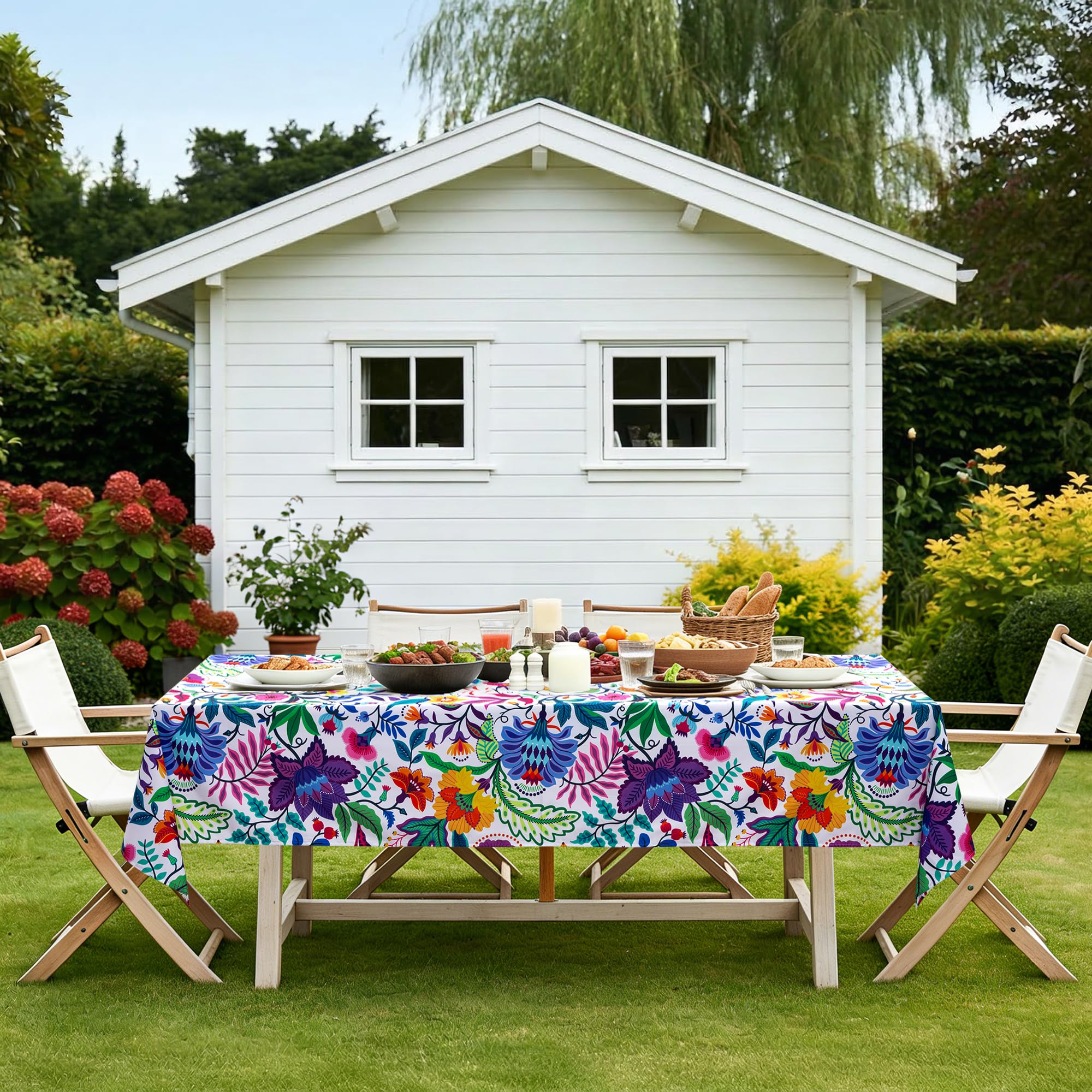 joybest Mantel de Tela Impermeable para Interiores y Exteriores, con Estampado de Cachemira, para Primavera, Verano, Patio, pícnic, Comedor, 60 x 84 Pulgadas, Rectangular/oblongo