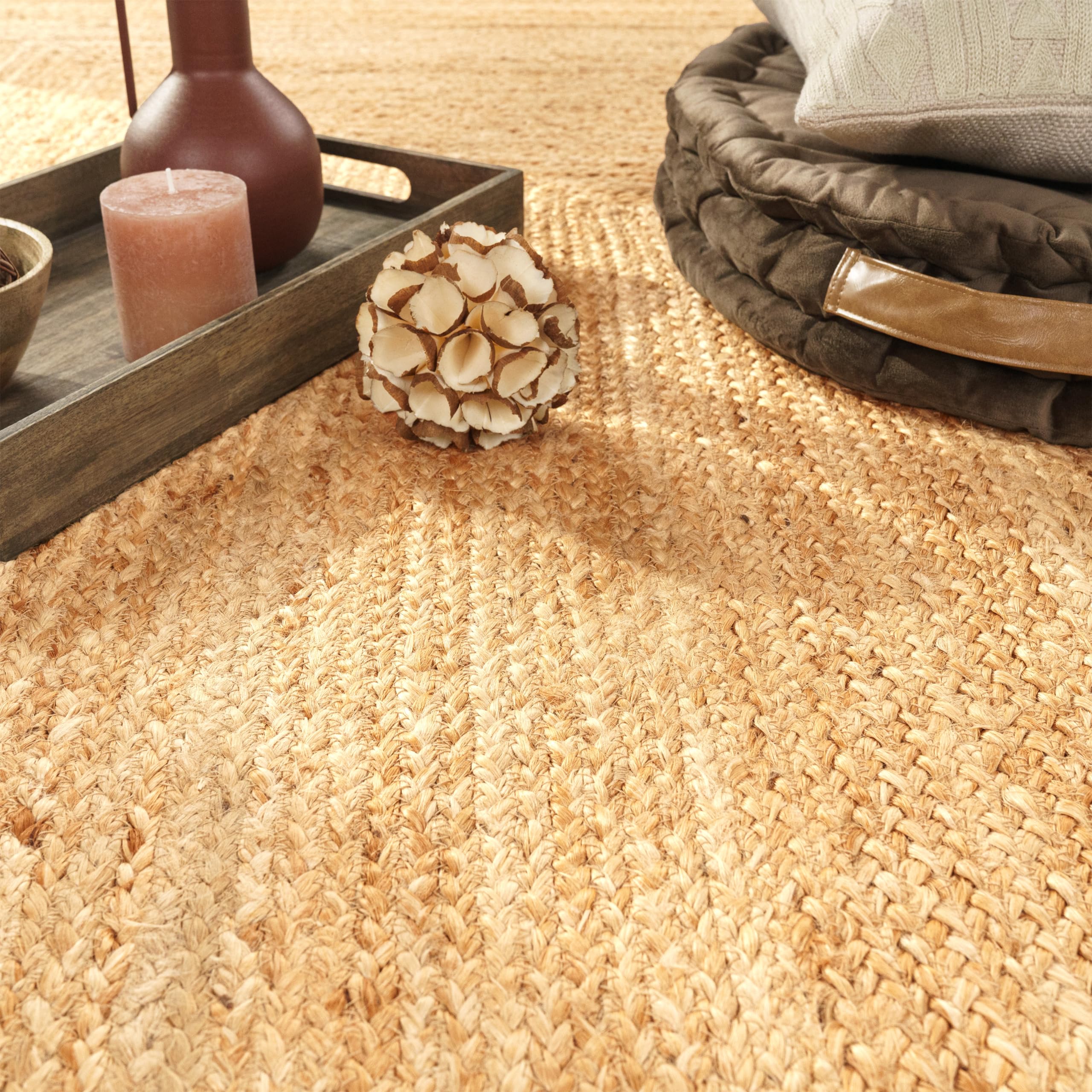 Paco Home Teppich Wohnzimmer Naturfaser Handgearbeitet Jute Meliert Modernes Muster Boho Stil, Grösse:80x250 cm, Farbe:Natur 6