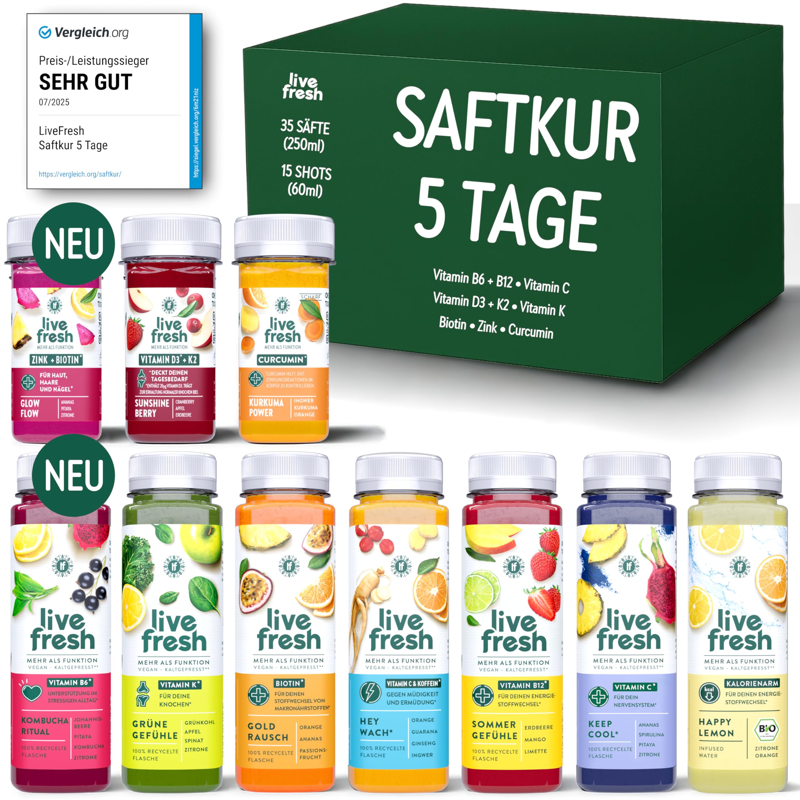 LiveFresh Saftkur 5 Tage – Säfte & Shots kaltgepresst