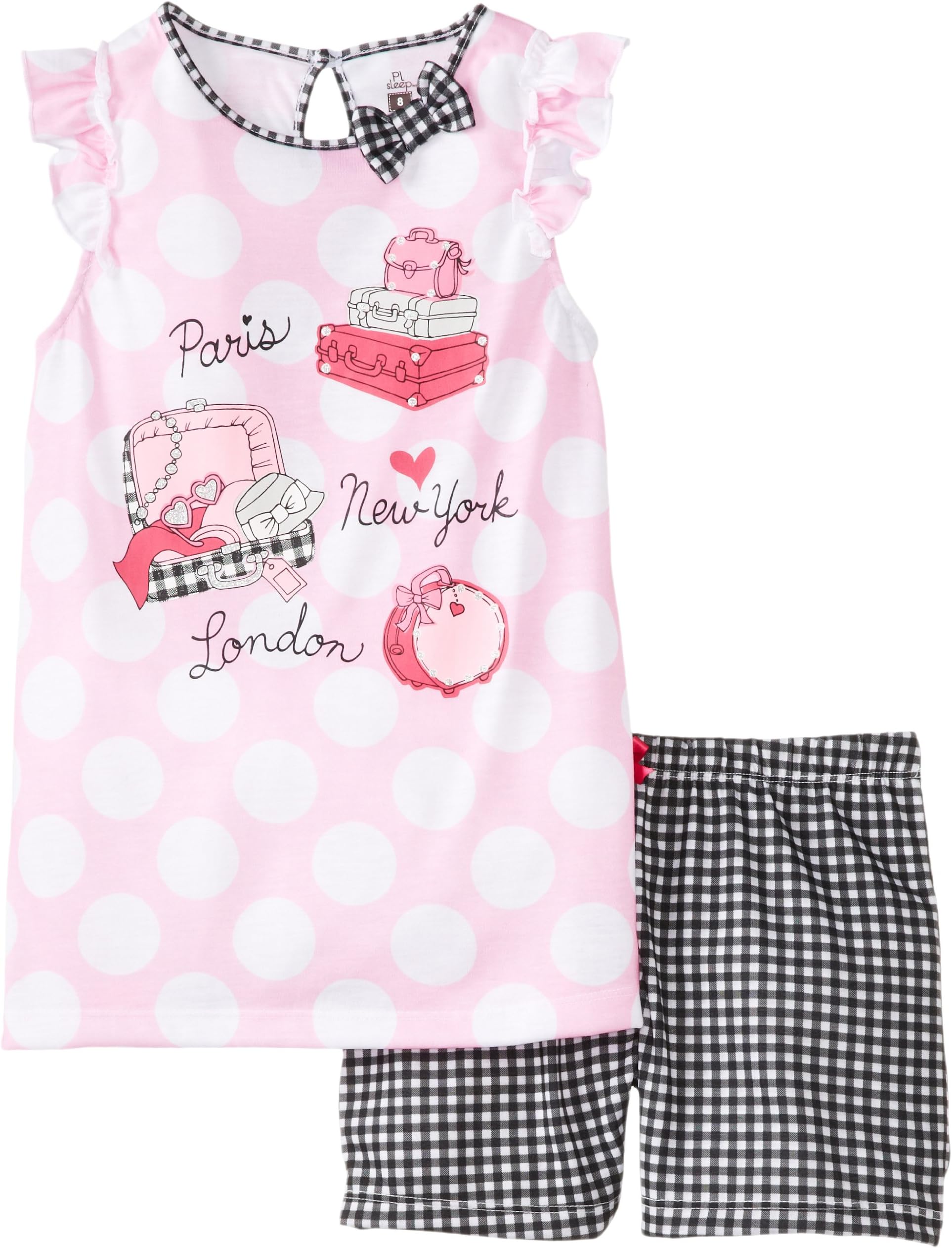 Petit Lem Big Girls' Jetsetter 2 Piece Shorts Sleep Set