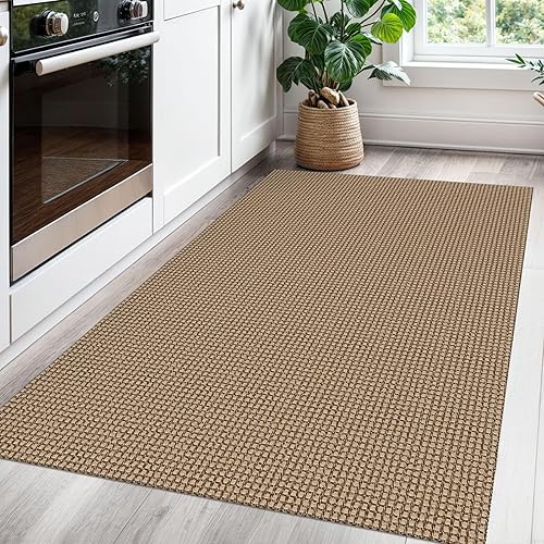 Miniatura 6 de Alfombra trenzada de 3 x 5 pies, lavable para entrada, con parte trasera de goma, estilo bohemio, tapete de algodón para cocina, entrada interior,