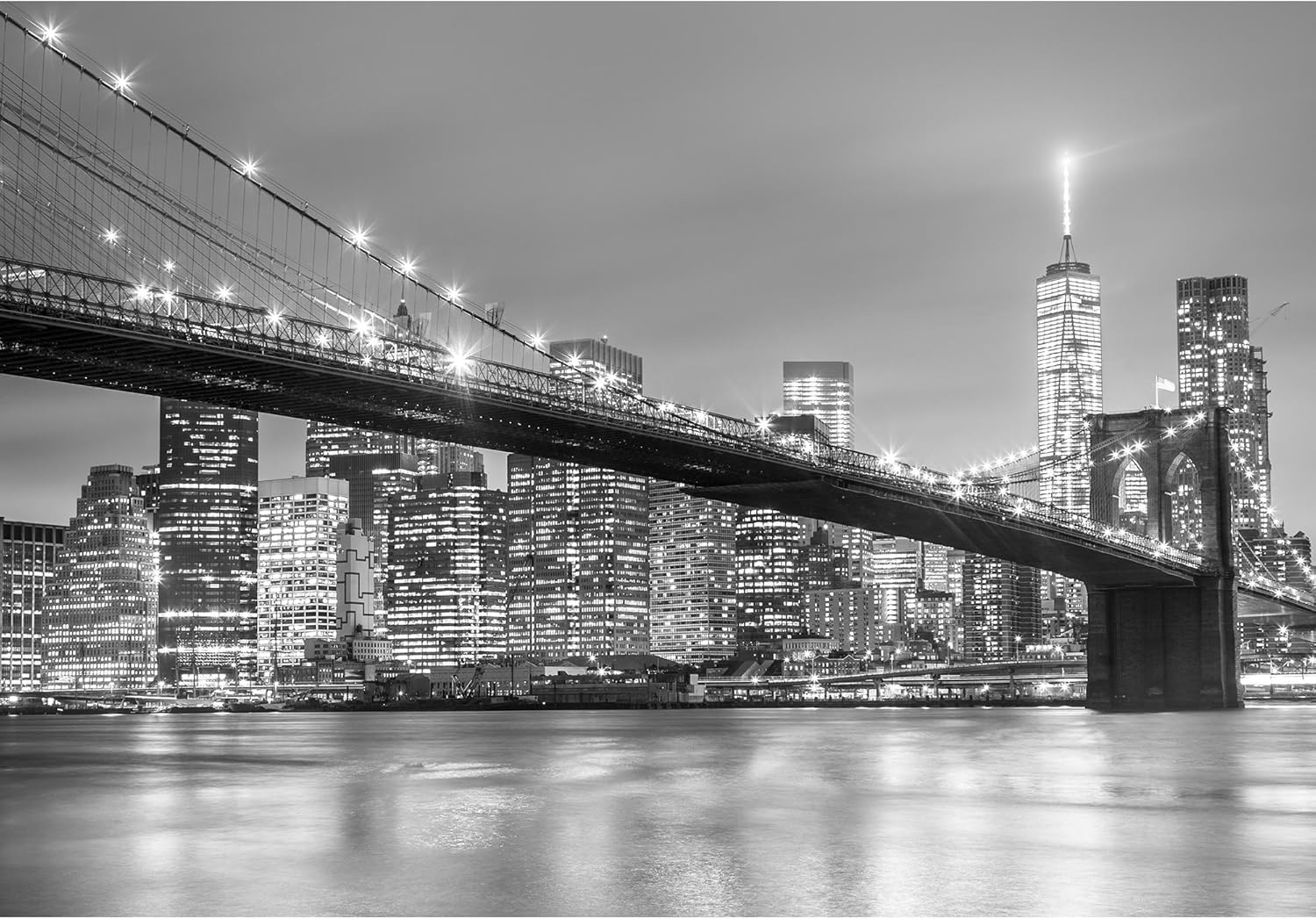 Best Cyber Monday 🔥 wall26 - Brooklyn Bridge and New York City Manhattan Downtown Skyline at Dusk with Skyscrapers - Removable Wall Mural | Self-Adhesive Large Wallpaper - 66x96 inches One-Day Sale: Up to 70% Off wall26 - Brooklyn Bridge and New York City Manhattan Downtown Skyline at Dusk with Skyscrapers - Removable Wall Mural | Self-Adhesive Large Wallpaper - 66x96 inches