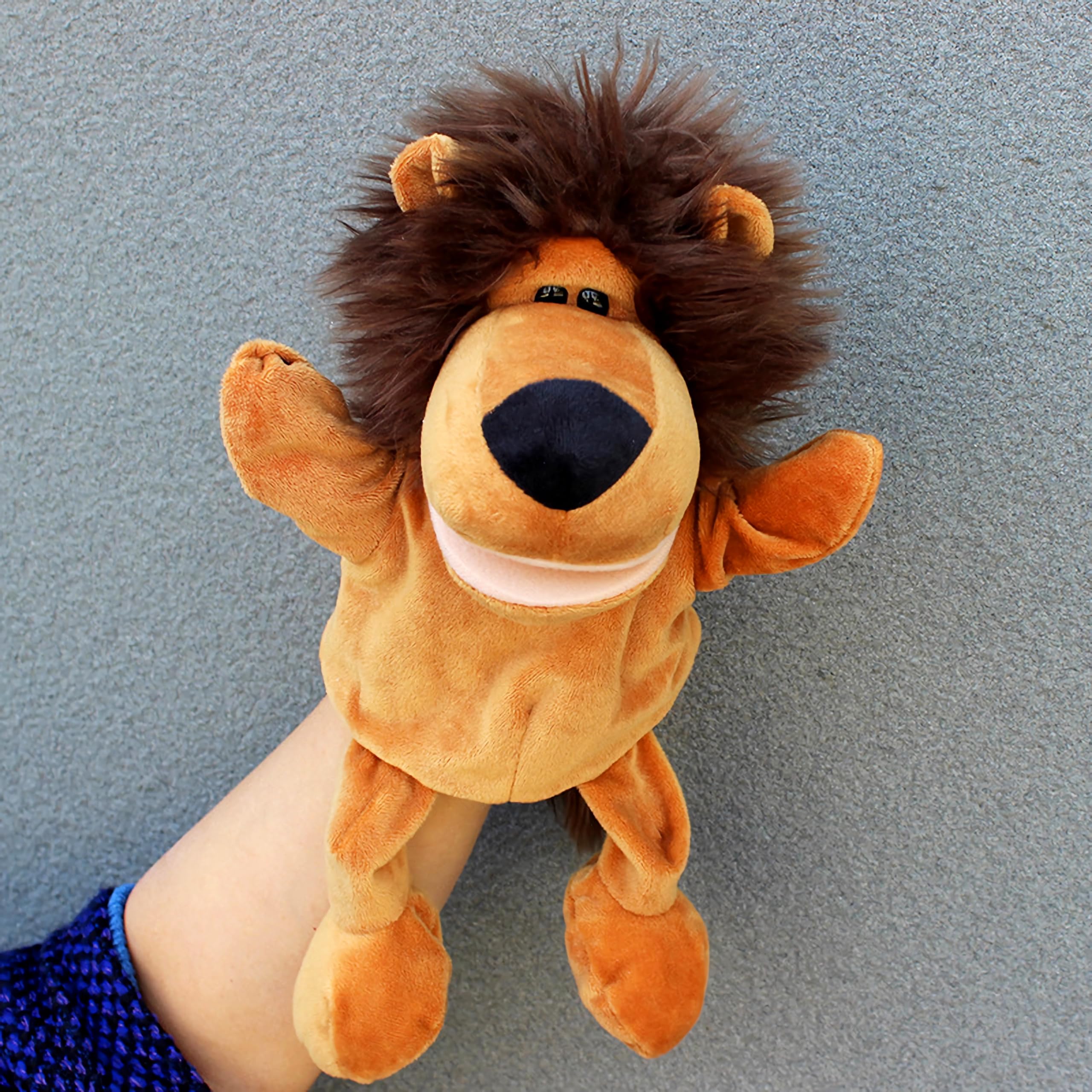 LOMTRATS Marionetas de mano de animales para contar historias, incluye lobo, tigre, león y mono con patas, ideal para enseñanza y regalos de cumpleaños (boca abierta móvil) - 1