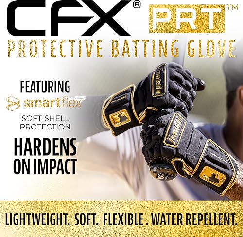 Miniatura 2 de Franklin Sports MLB - Guantes de bateo CFX Pro PRT resistentes protectores de béisbol + softbol - Guantes de bateo de cuero reforzado acolchados
