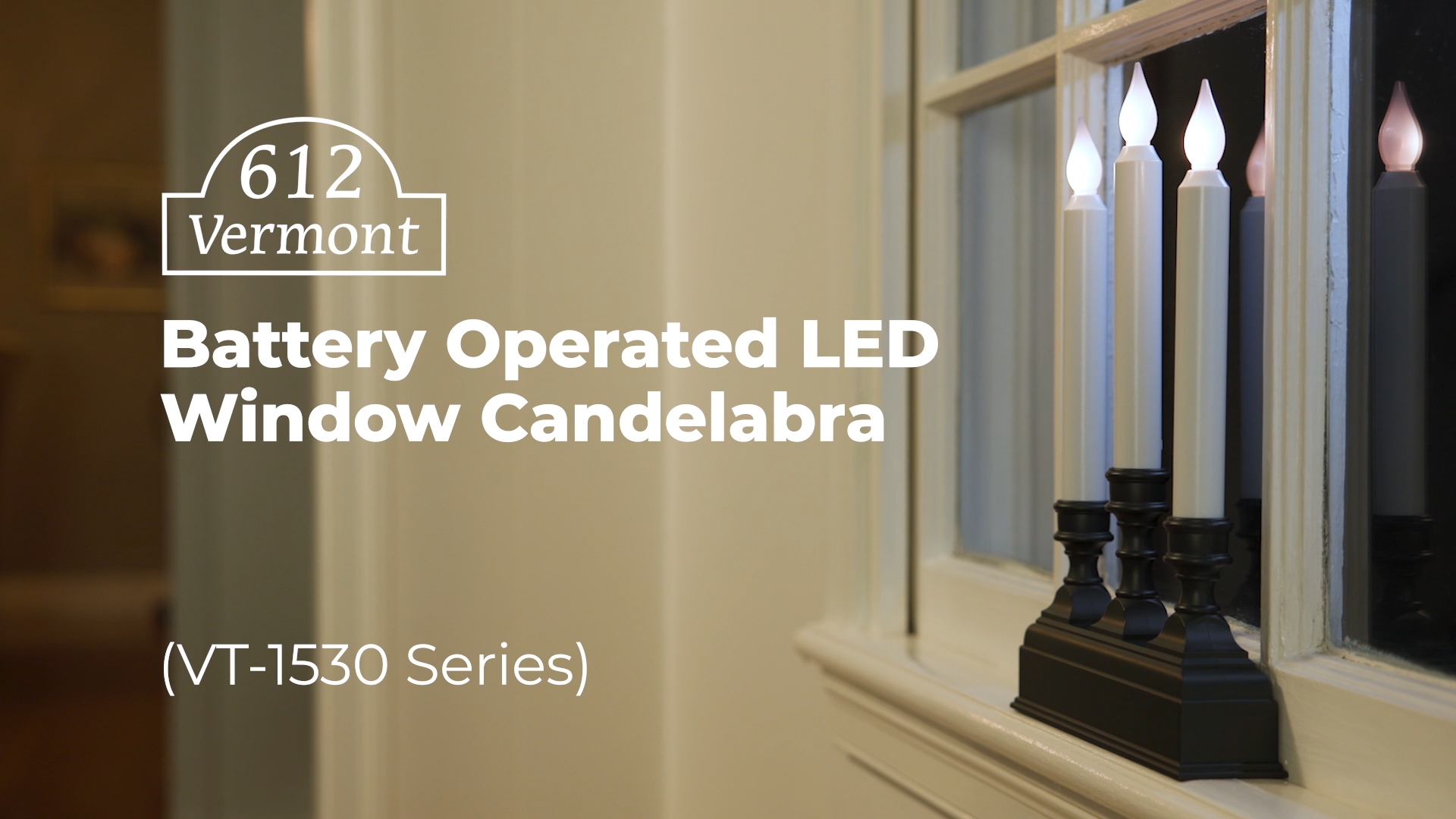 Image of 612 Vermont Battery Operated LED Window Candelabra, 3 Light, Pewter | Bright Hot Spot, 8 Hour Timer, Flicker or Steady Light, White 3000K Light, Pewter Silver Plastic Base, VT-1530P