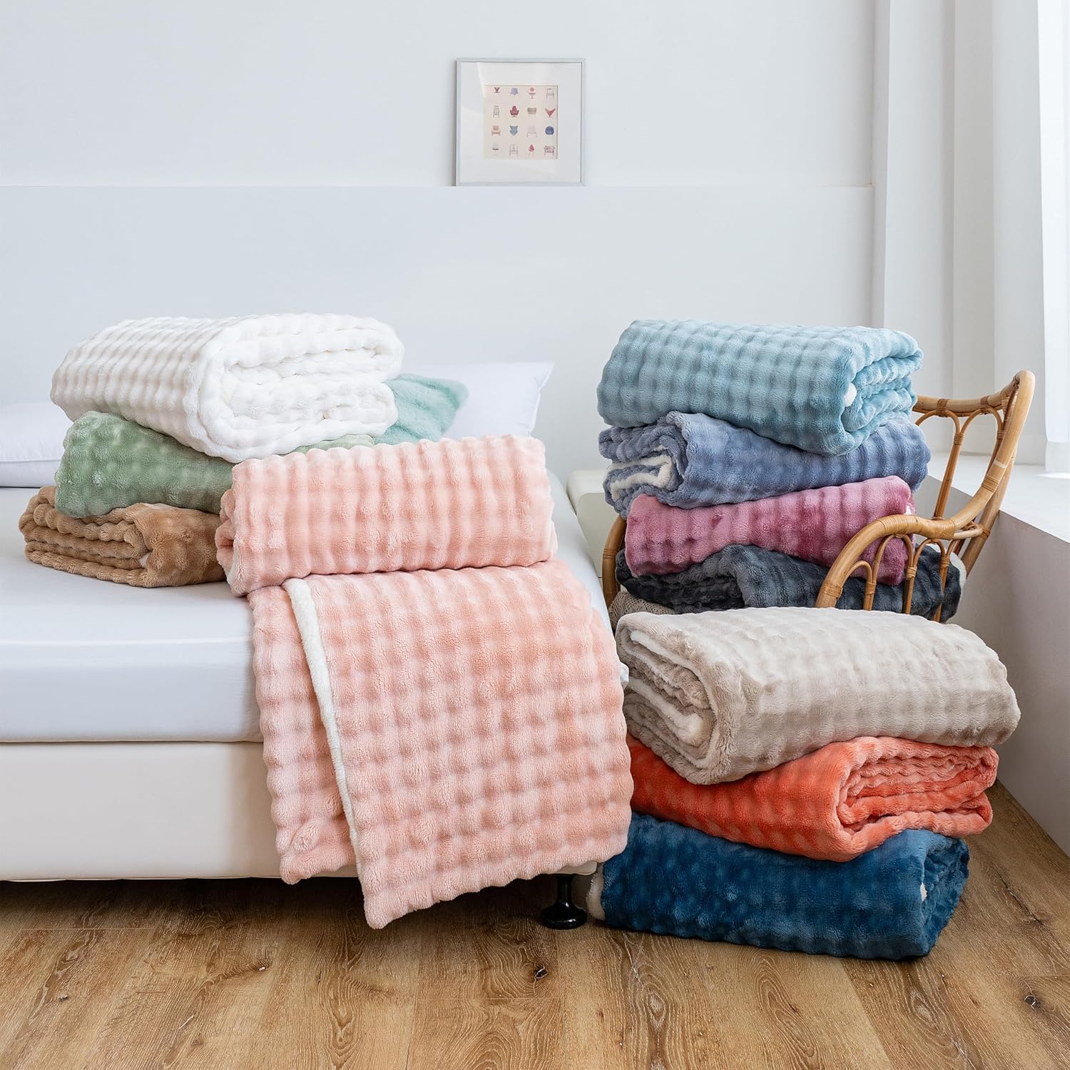 UKELER Sherpa Throw Blanket 60 × 80 inch- Cute 3D Bubble Design Soft Plush Fleece Blanket for Bed Couch Sofa Office Camping, 540 GSM, Coral Pink - Image 7