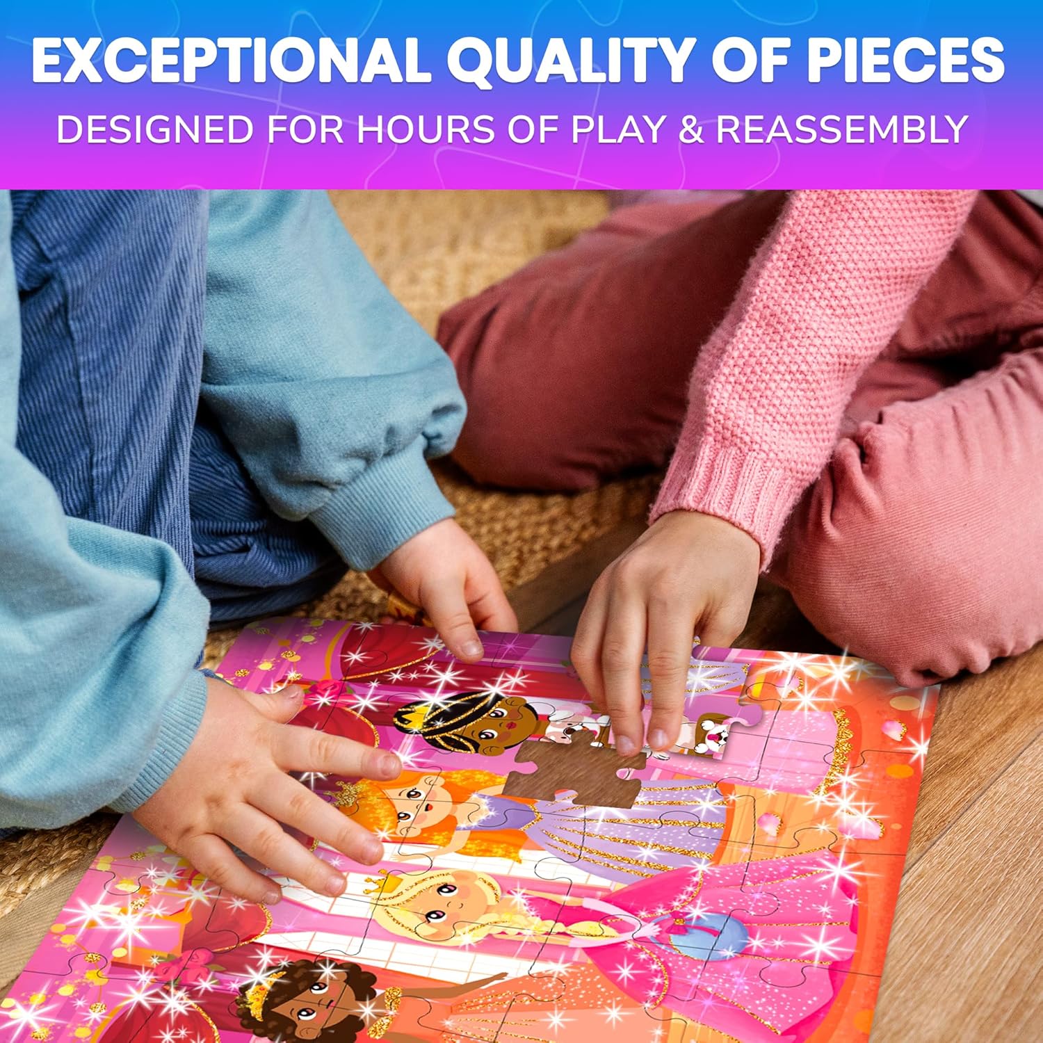 QUOKKA Puzzles for Toddlers 3-5 – Shimmer 4-Pack 30 Pieces Puzzles for Kids Ages 2-4 - Fairy Tale Jigsaw Set with Princess Unicorns for Kids 4-6 Years, Gift for 3 Year-Old Boy Girl, FSC Certified Toy