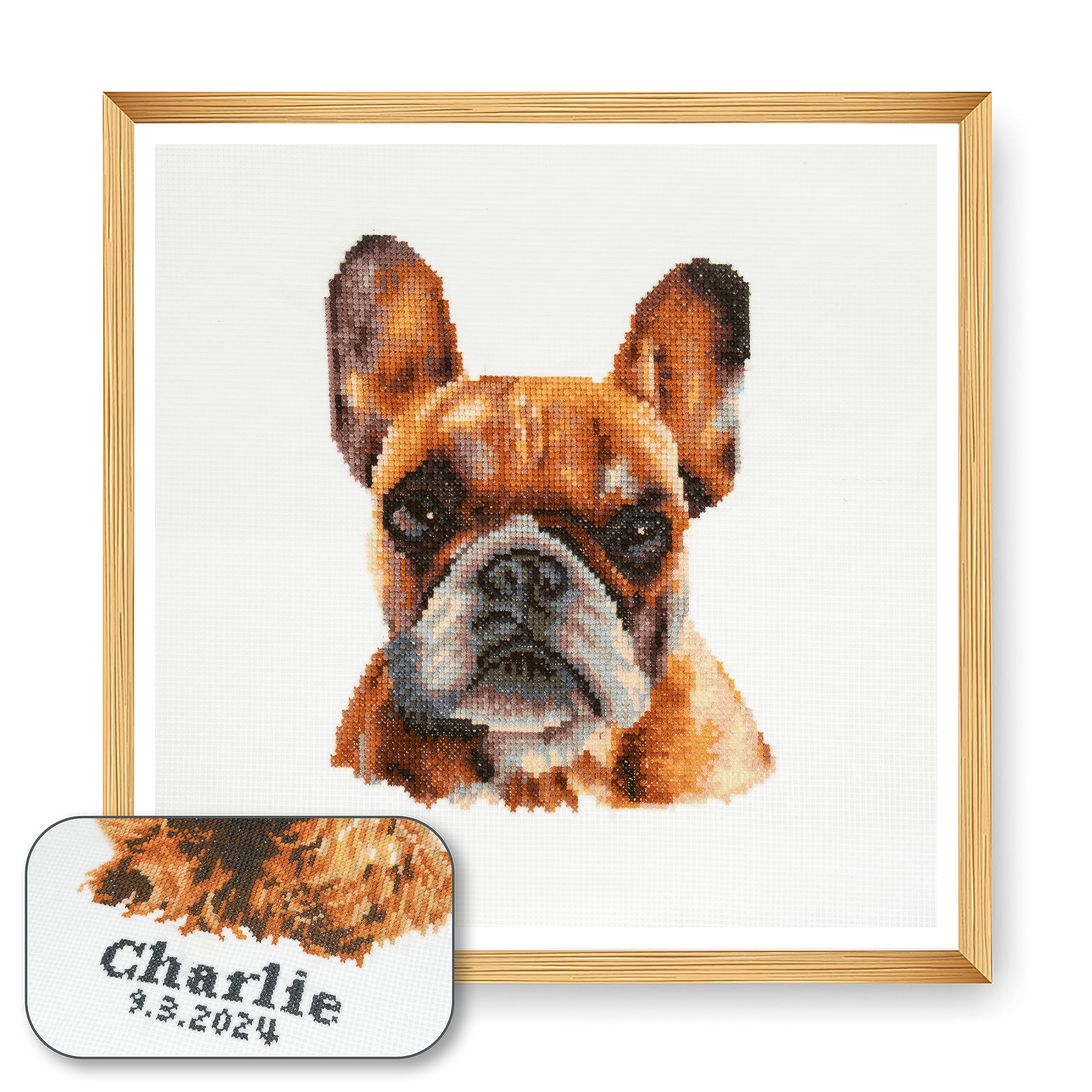 Counted Cross Stitch Kit - French Bulldog White Large