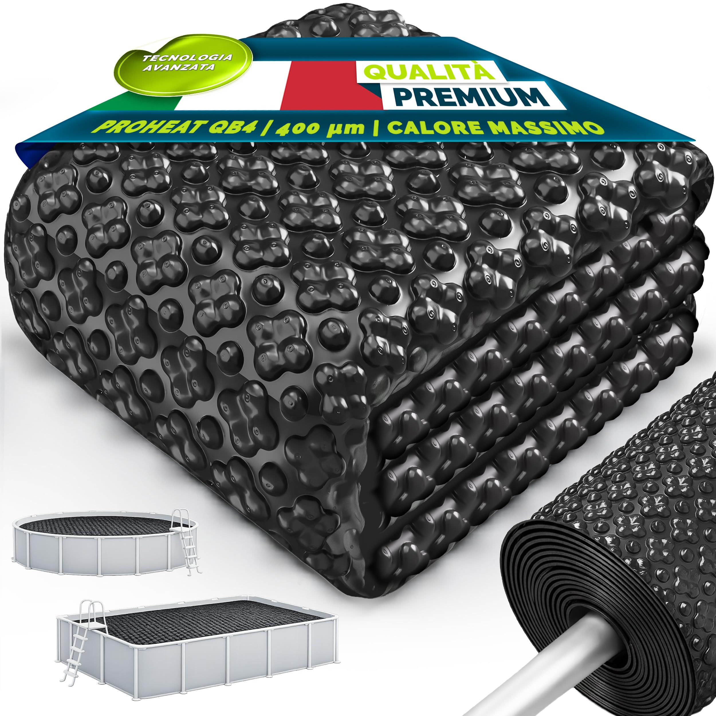 tillvex® Elite Telone Solare per Piscina 400 µm | Rettangolare 549 x 274 cm | Pellicola Termica Ritagliabile ProHeat QB4 | Copertura Solare per Riscaldamento dell'Acqua | ProHeat QB4 Telone di copertura solare di alta qualità, per riscaldamento dell'acqua