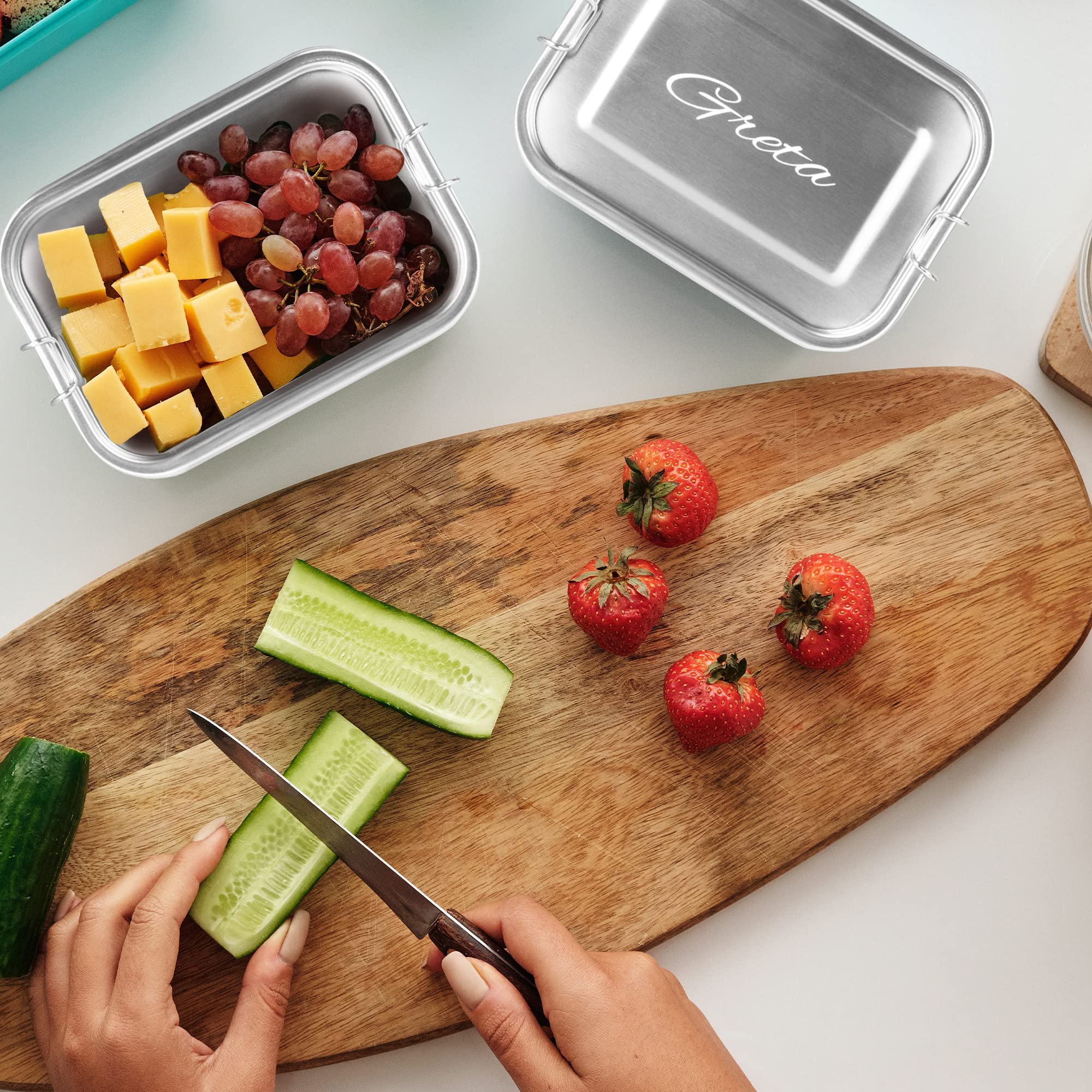 LOOXIS Personalisierte Edelstahl Lunchbox + Trinkflasche Set mit Namen graviert – 800 ml, 470 ml, inkl. Abtrennung, Auslaufsicher, Bento-Box – Geschenkidee, Einschulung, Sport, Outdoor, Freizeit