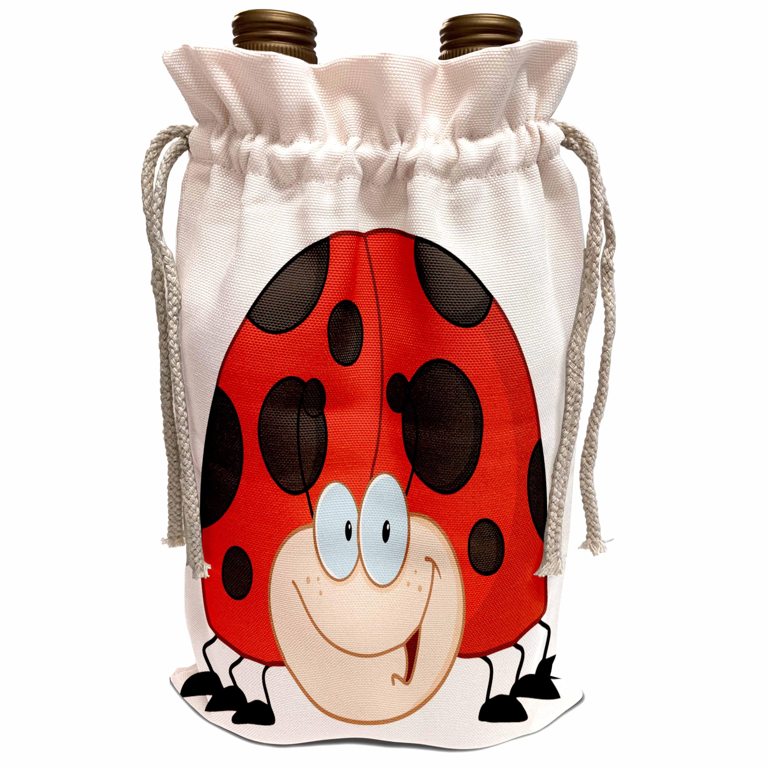 Bolsas de vino para regalo con simpática mariquita de 3dRose