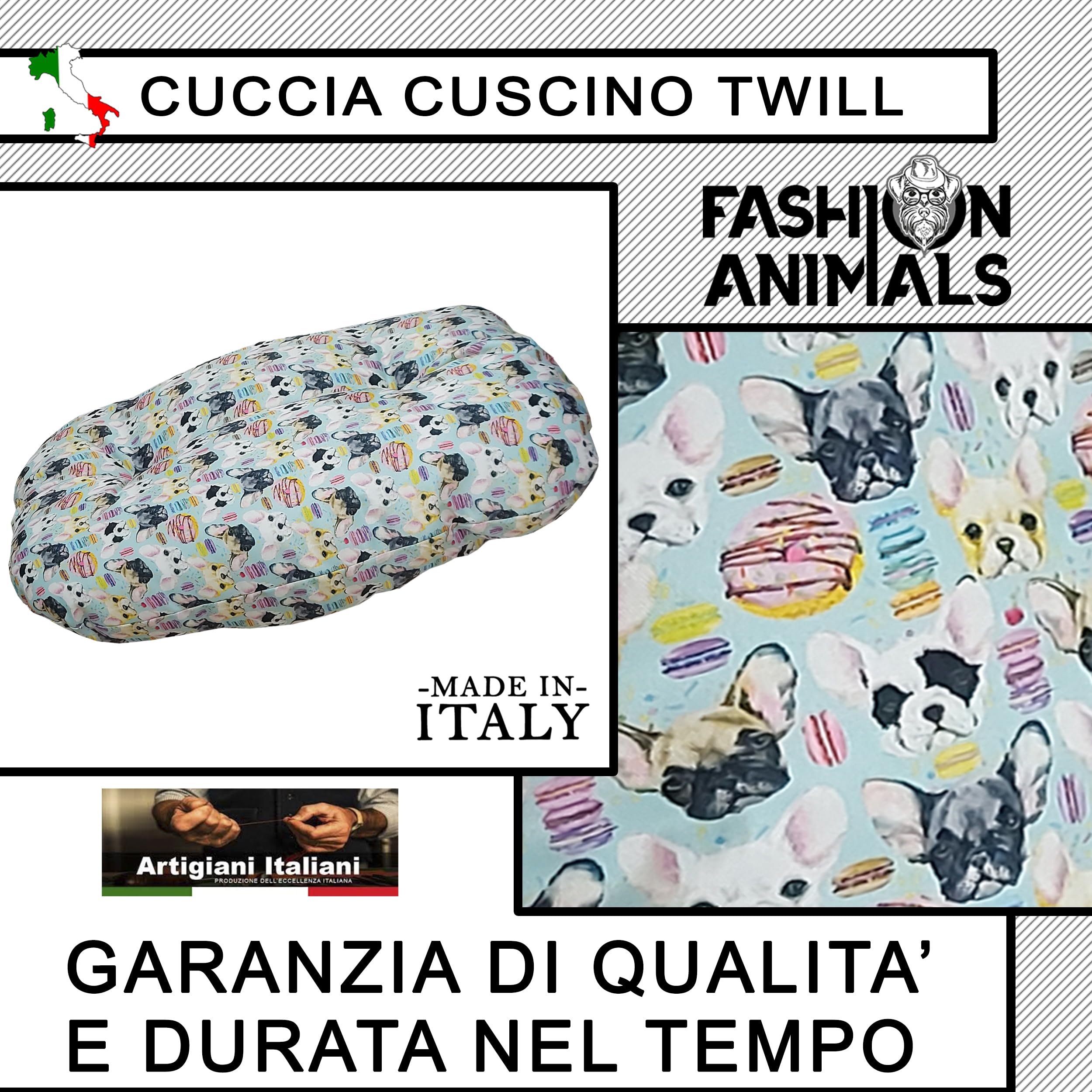 Cuscino Ovale Per Cani E Gatti - Blu, Made In Italy, Misura M - Foto 4