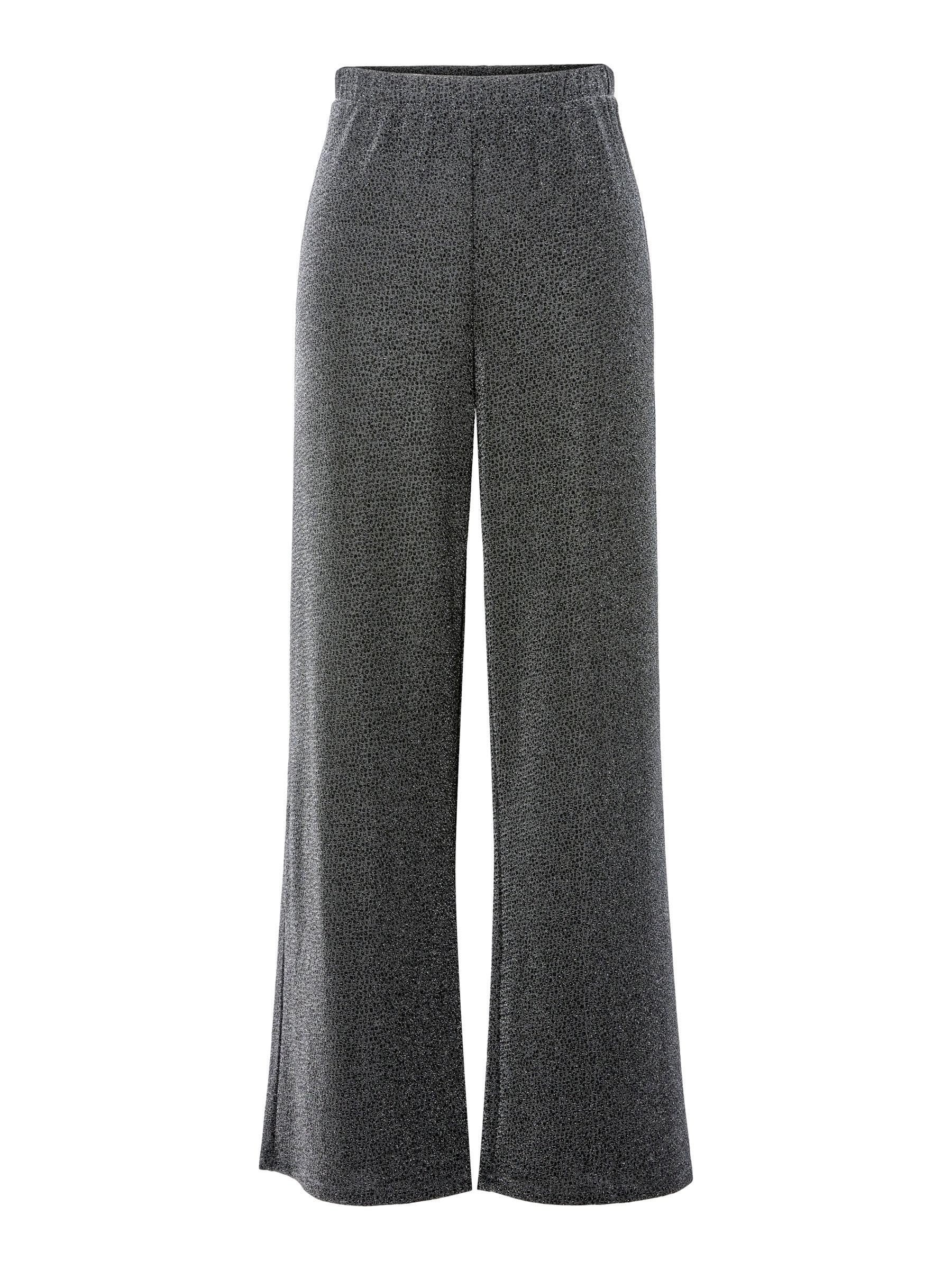 PIECES Wide-Leg Trousers PCJINA Glitter Black 1, M